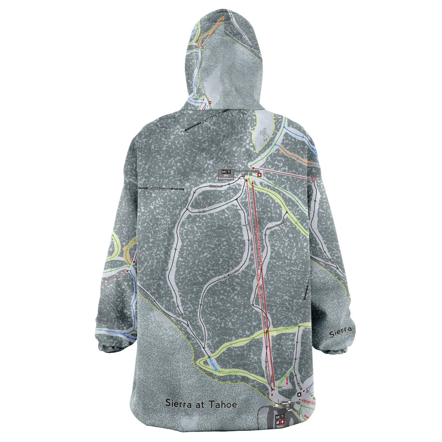 SIerra at Tahoe, California Ski Trail Map - Snug Hoodie