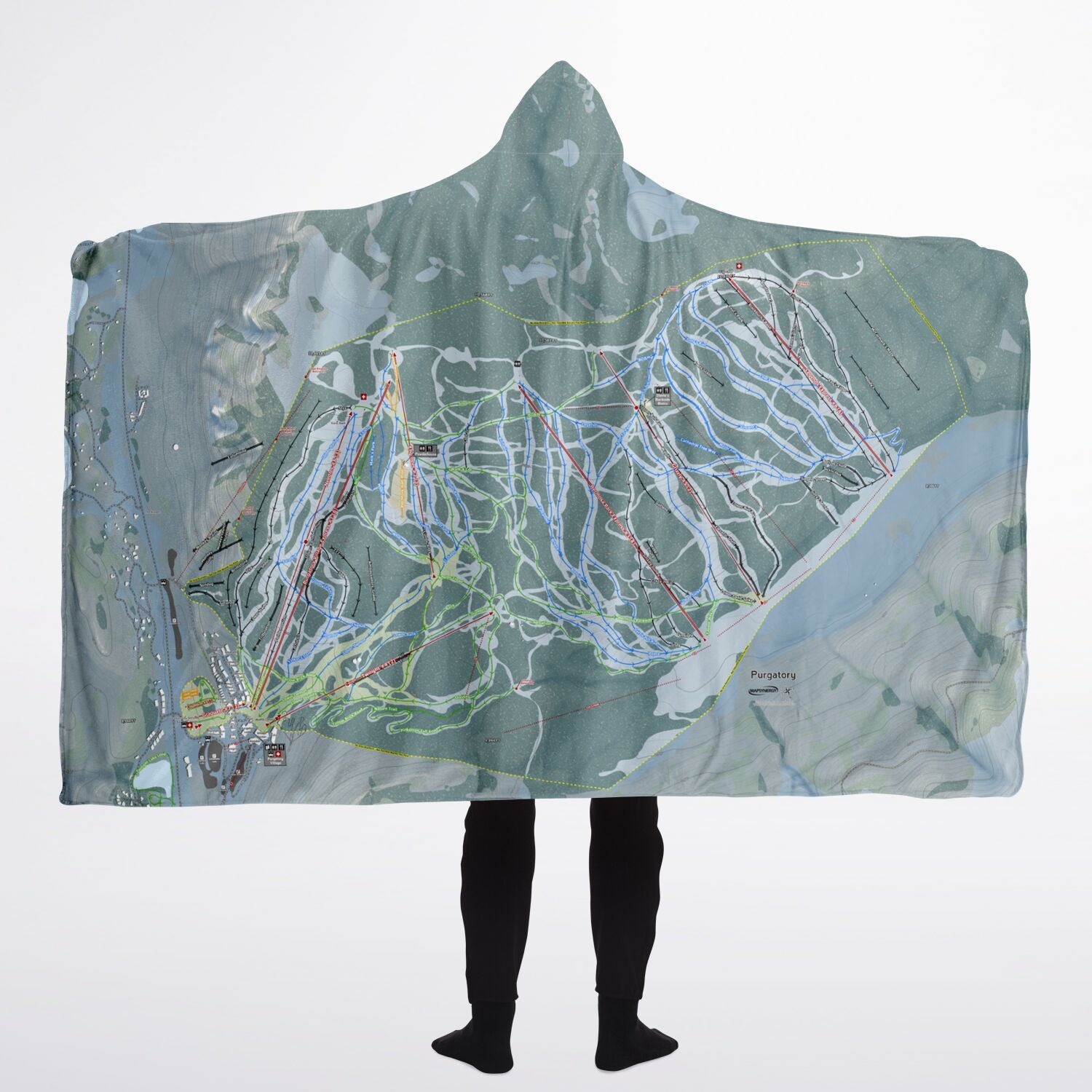 Purgatory, Colorado Ski Trail Map - Adult Hooded Blanket