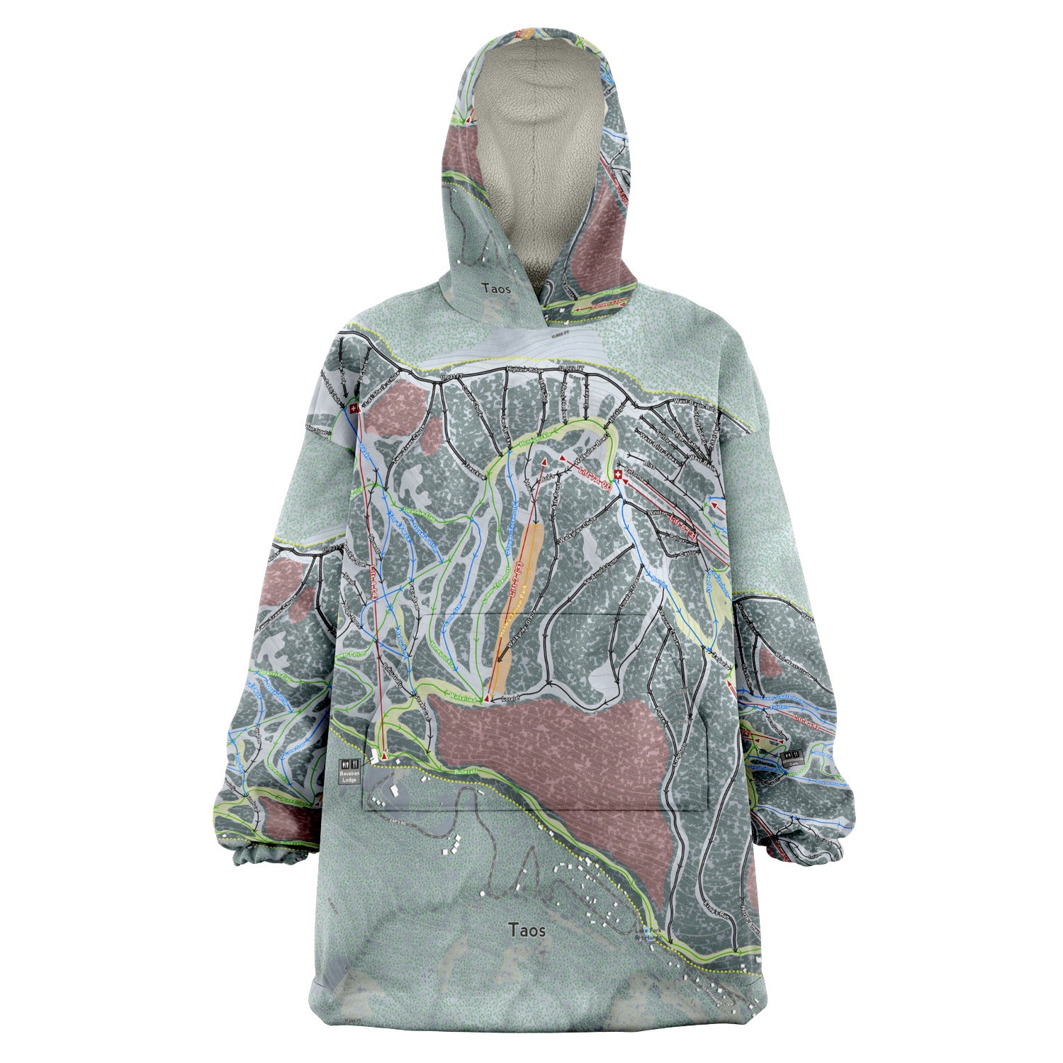 Taos, New Mexico Ski Trail Map - Snug Hoodie