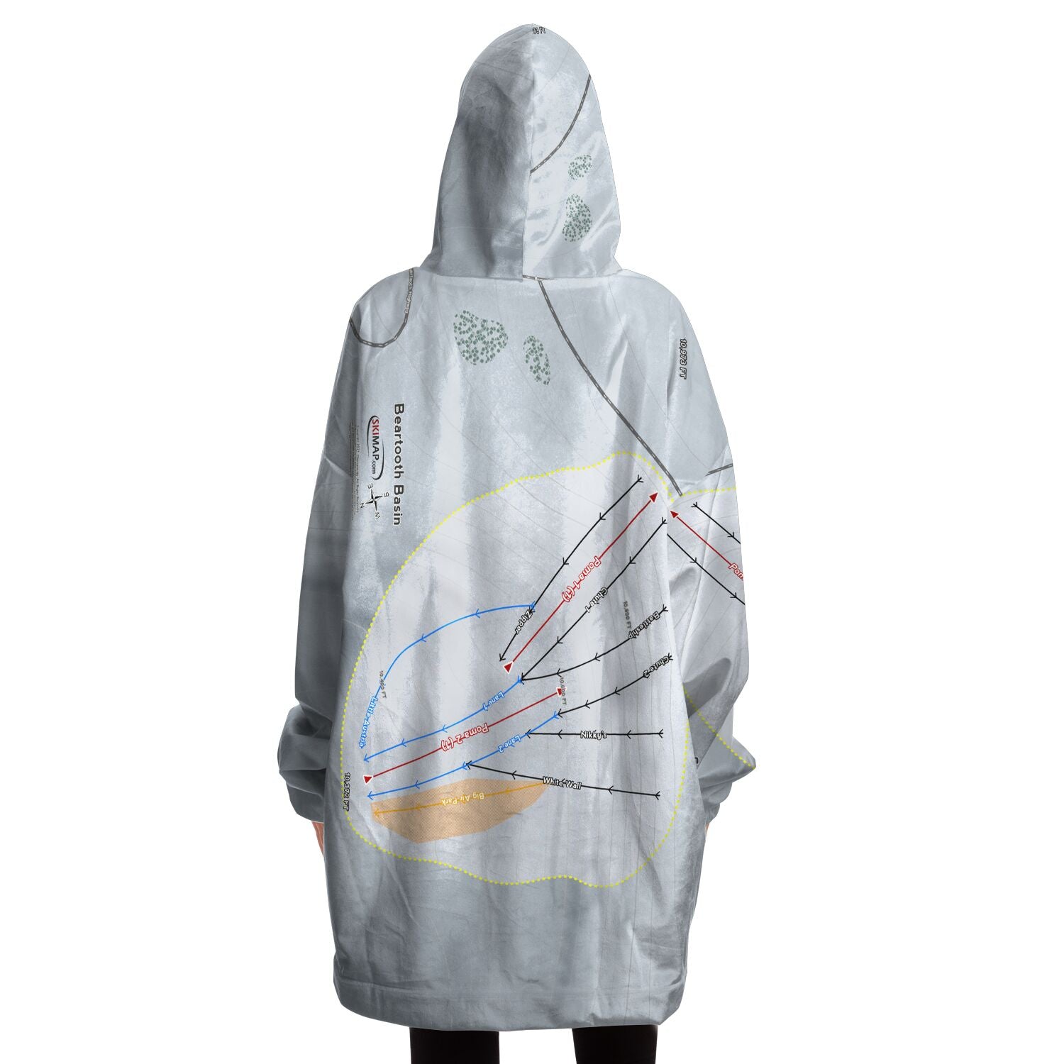 Beartooth Basin, Wyoming Ski Trail Map Snug Hoodie