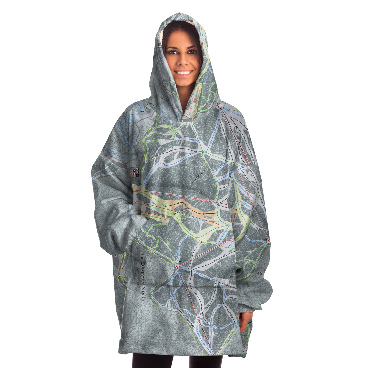 49 Degrees North, Washington Ski Trail Map - Snug Hoodie