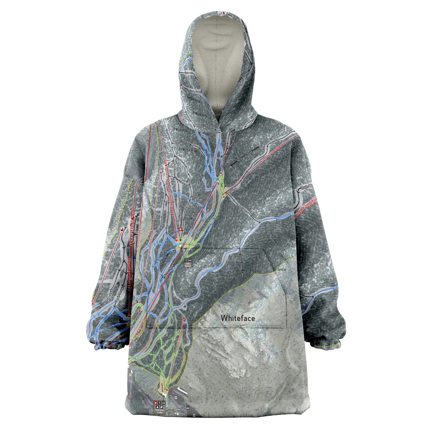 Whiteface, New York Ski Trail Map - Snug Hoodie