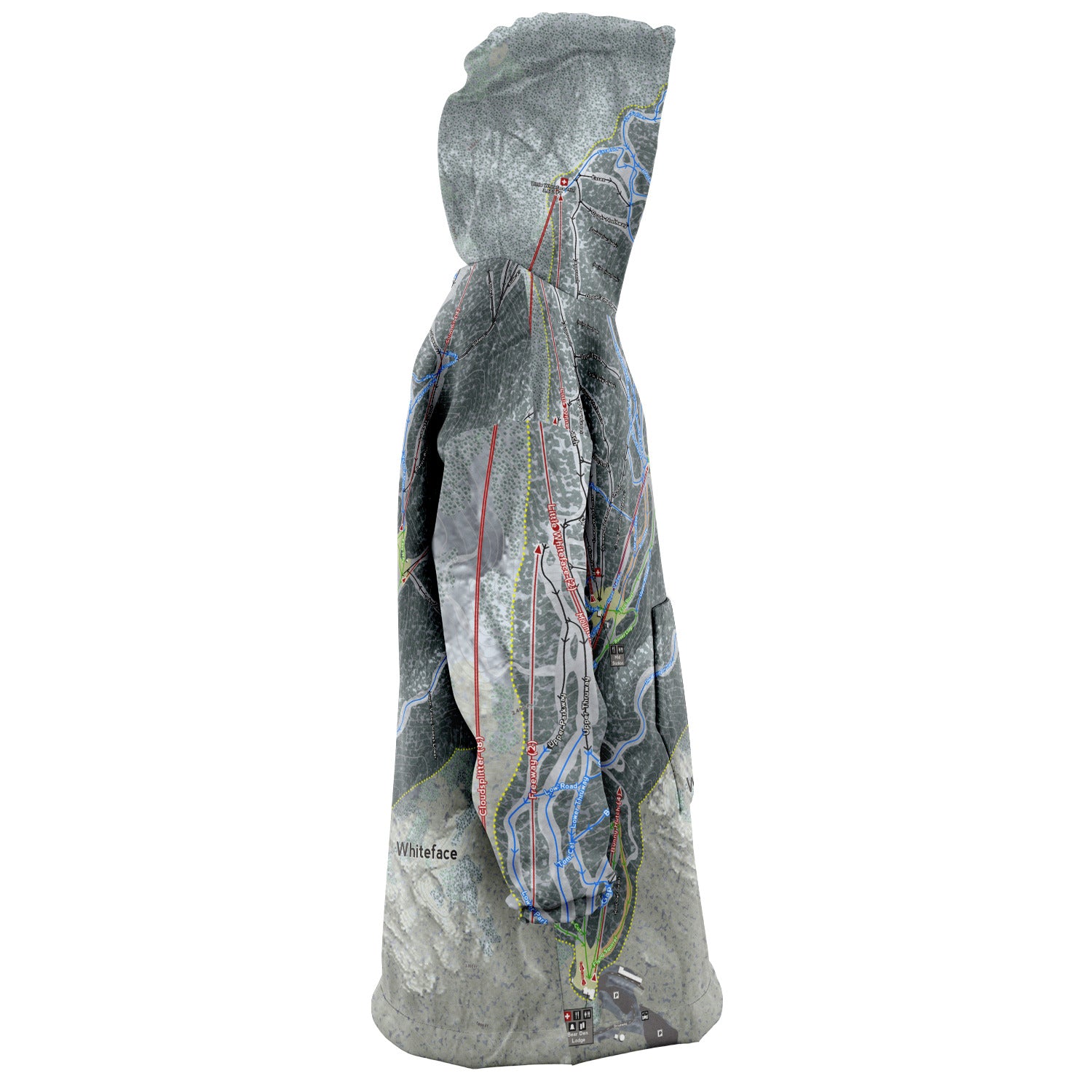 Whiteface, New York Ski Trail Map - Snug Hoodie