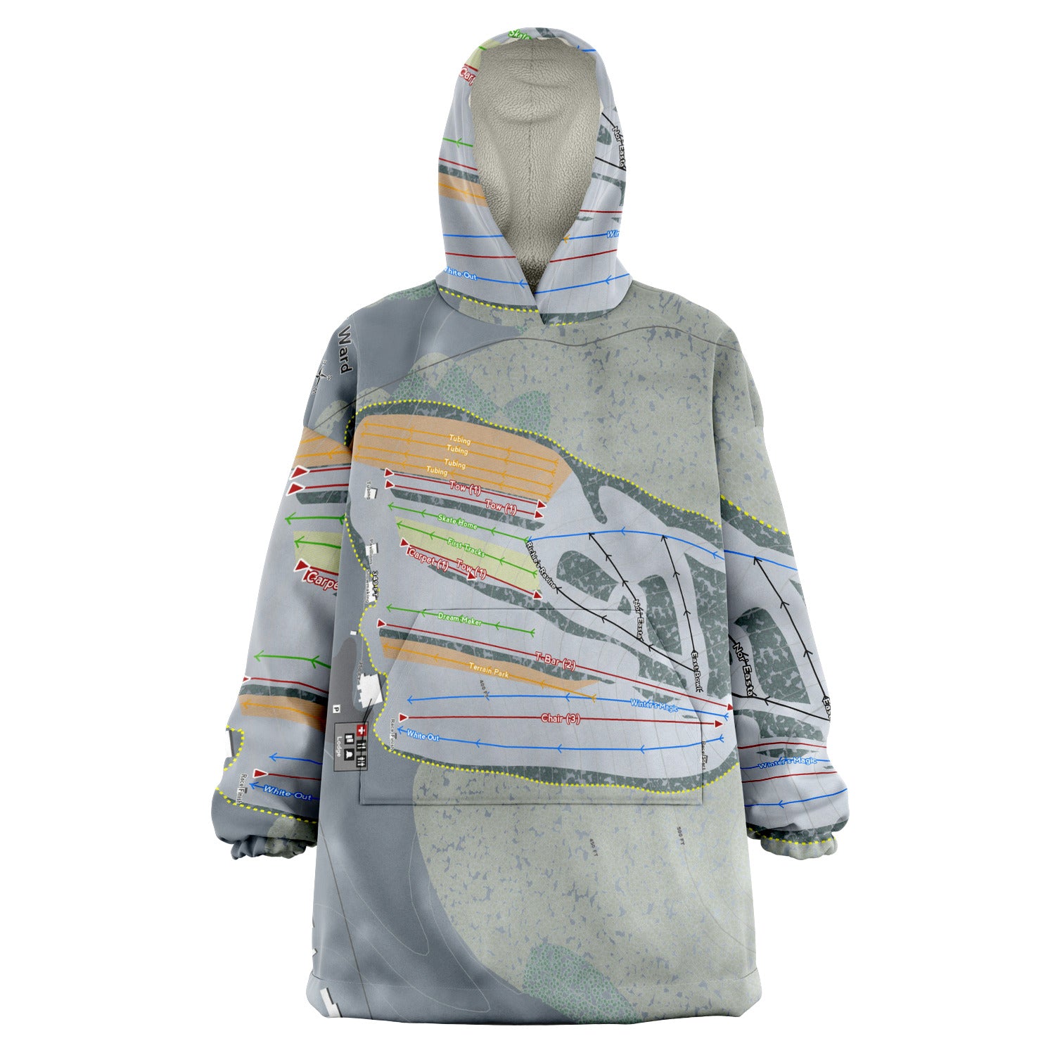 SKI WARD, MASSACHUSETTS SKI TRAIL MAP Snug Hoodie