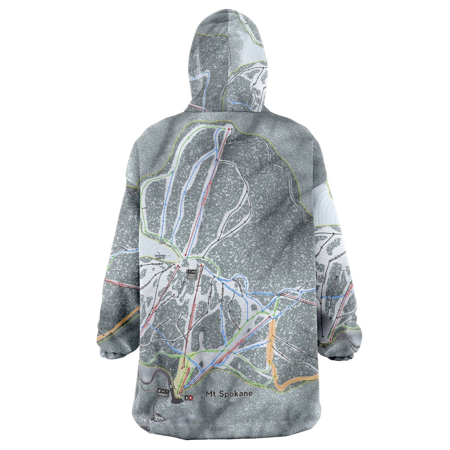 Mt. Spokane, Washington Ski Trail Map - Snug Hoodie