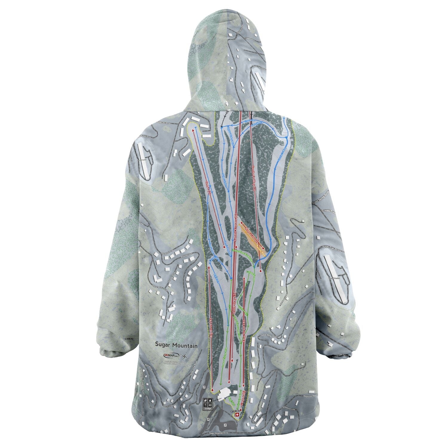 Sugar Mountain, North Carolina Ski Trail Map - Snug Hoodie