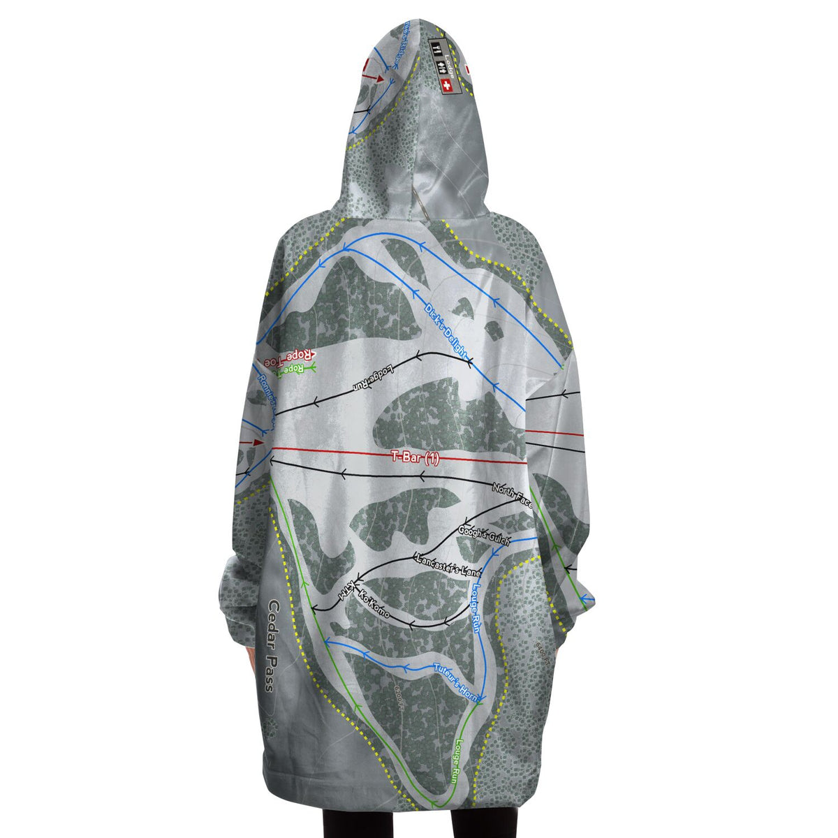 Cedar Pass, California Ski Trail Map - Snug Hoodie