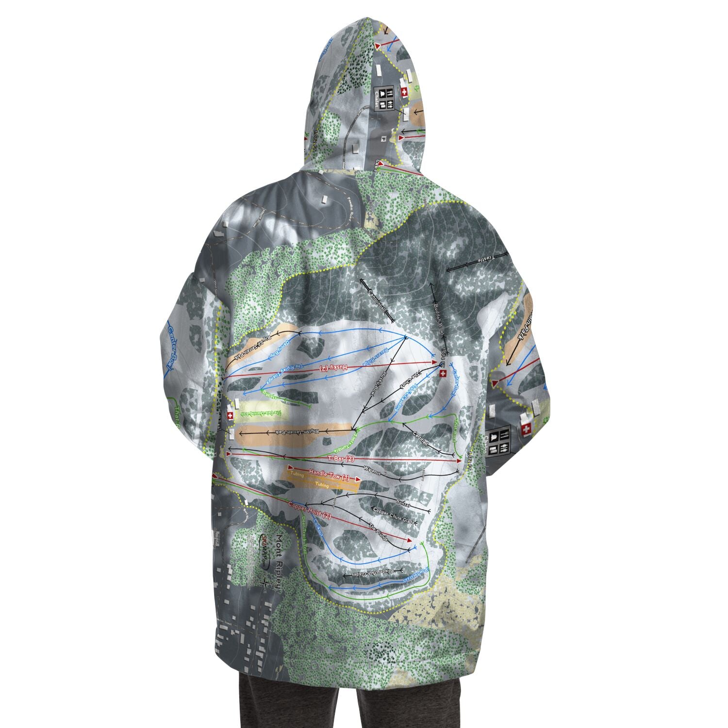 Mont Ripley, Michigan Ski Trail Map Snug Hoodie