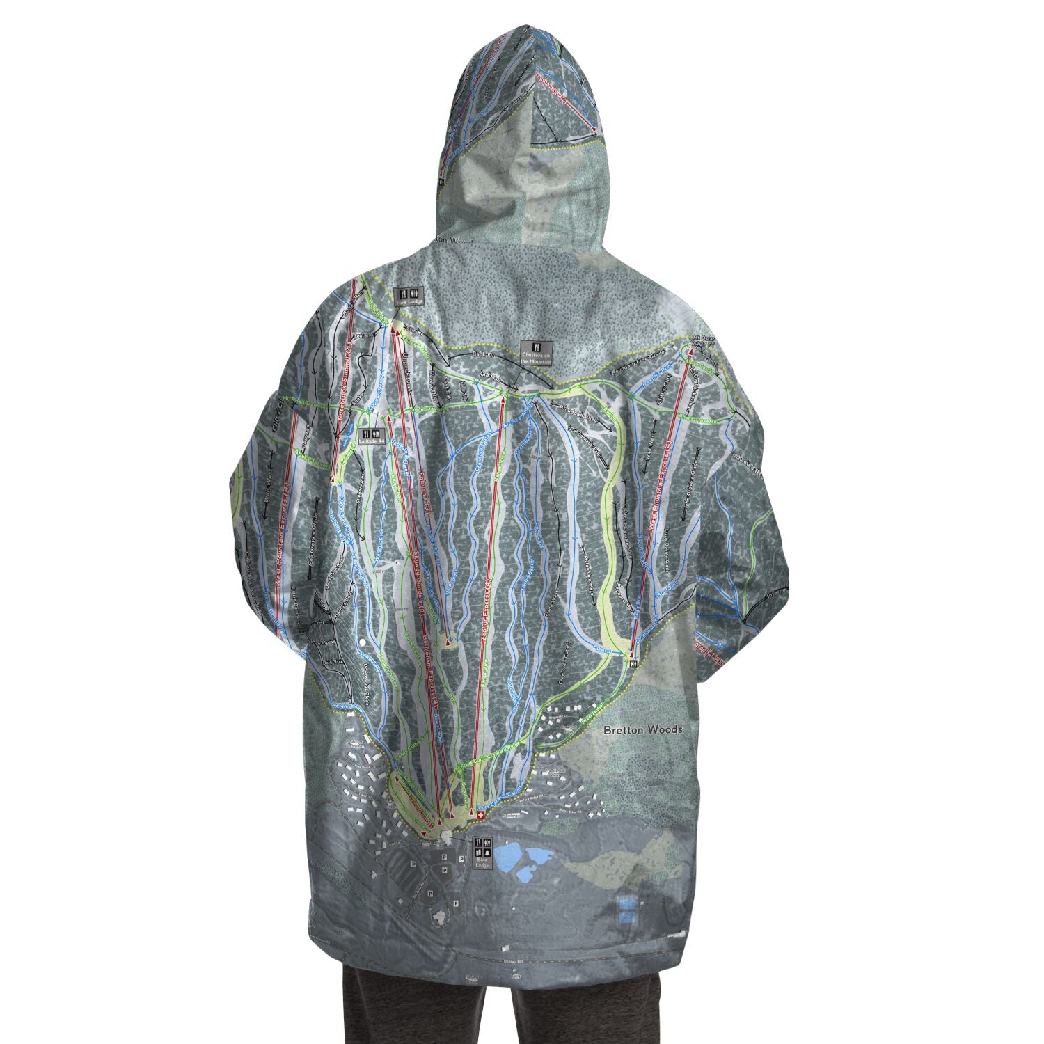 Bretton Woods, New Hampshire Ski Trail Map - Snug Hoodie