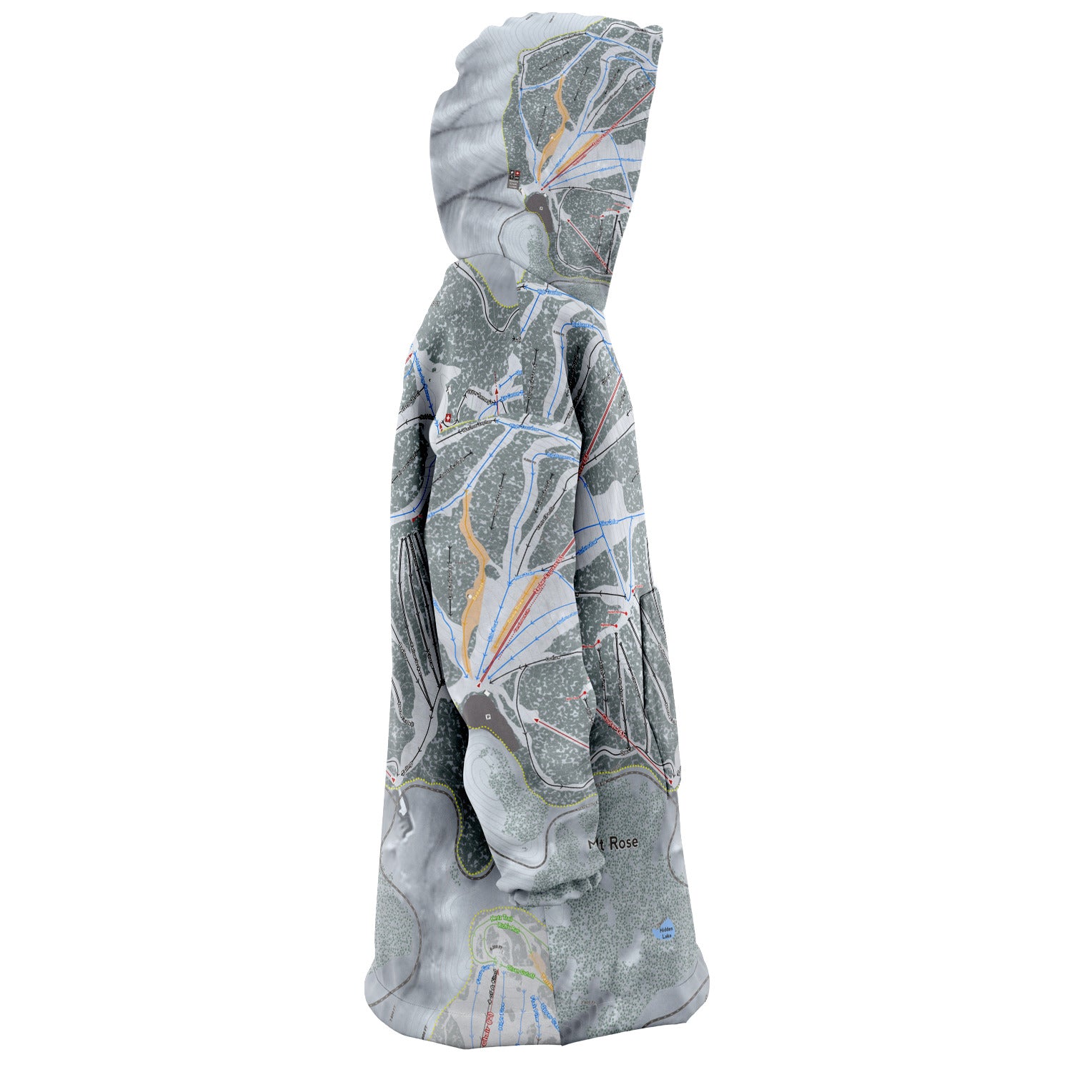 Mt. Rose, Nevada Ski Trail Map - Snug Hoodie