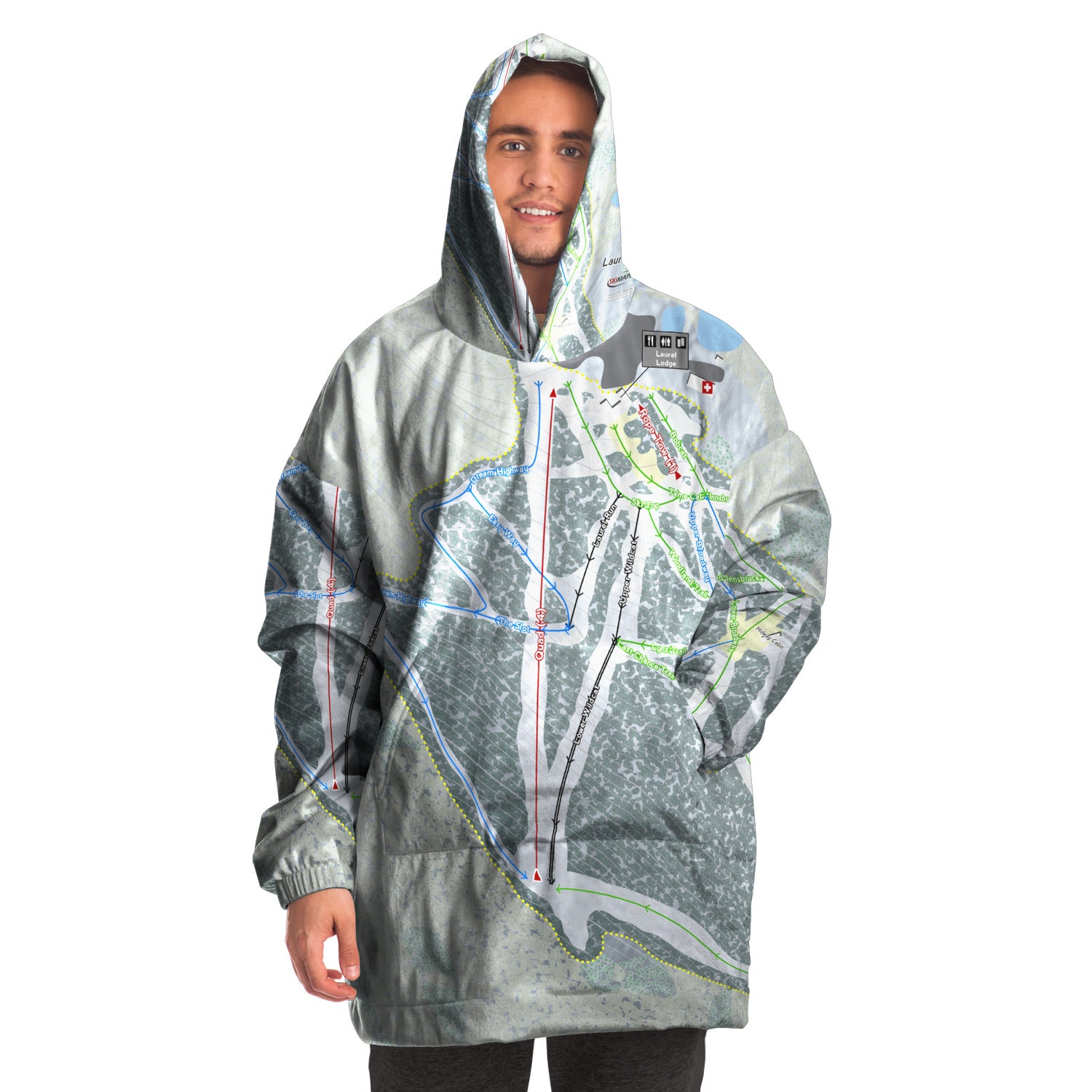 Laurel Mountain, Pennsylvania Ski Trail Map Snug Hoodie