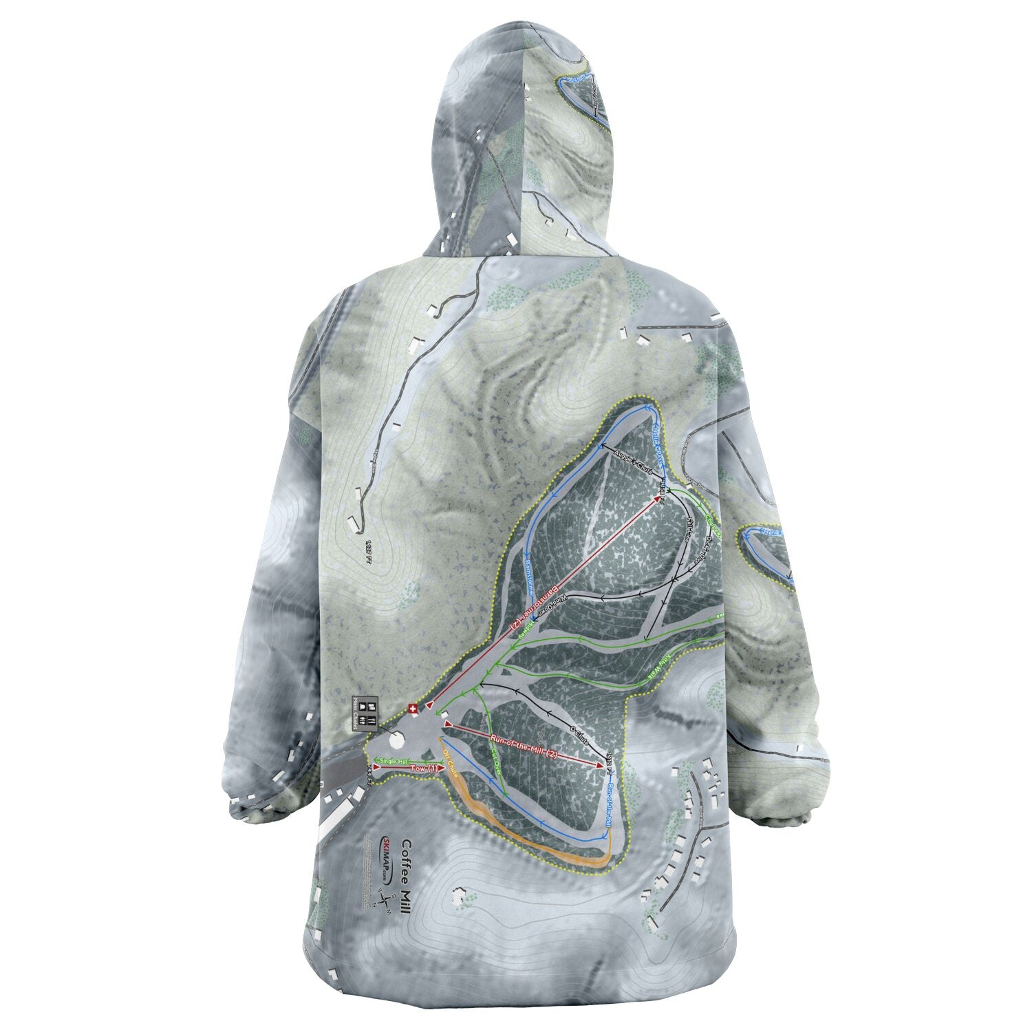 Coffee Mill, Minnesota Ski Trail Map Snug Hoodie