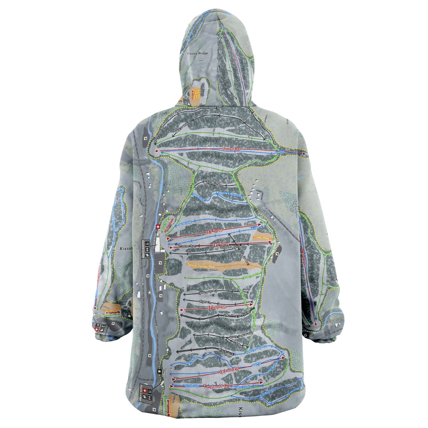 Kissing Bridge, New York Ski Trail Map Snug Hoodie