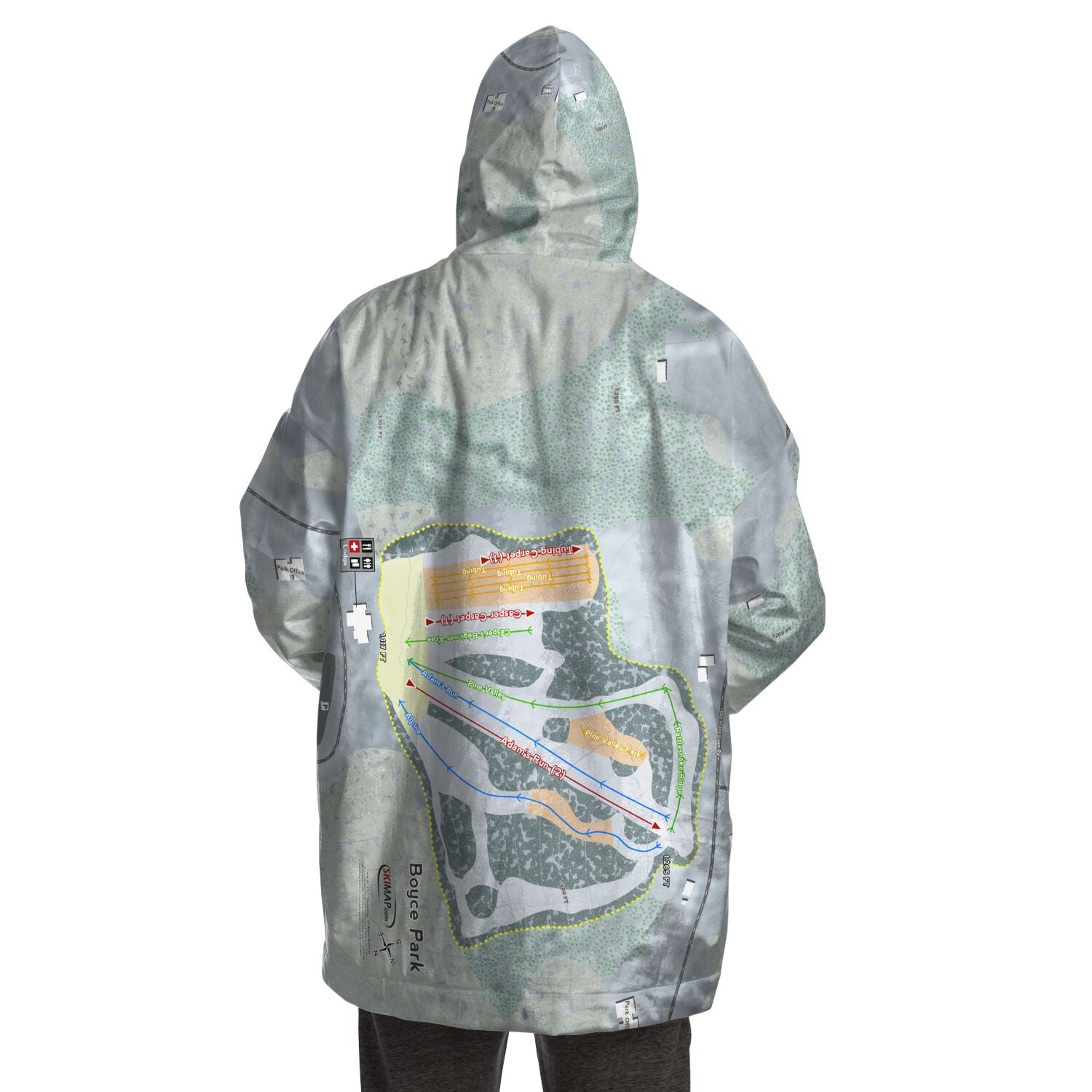 Boyce Park, Pennsylvania Ski Trail Map Snug Hoodie