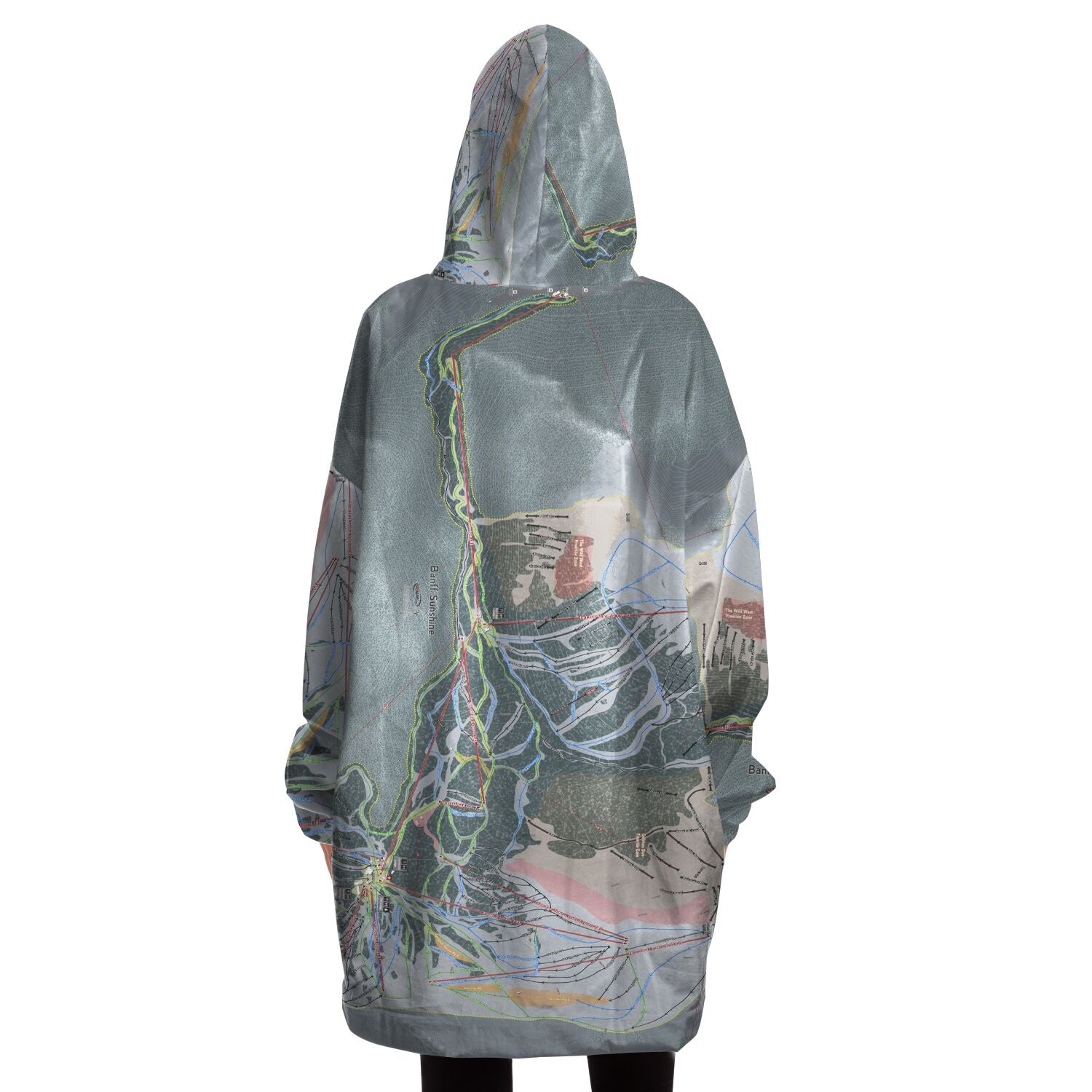 Banff Sunshine, Alberta Ski Trail Map - Snug Hoodie