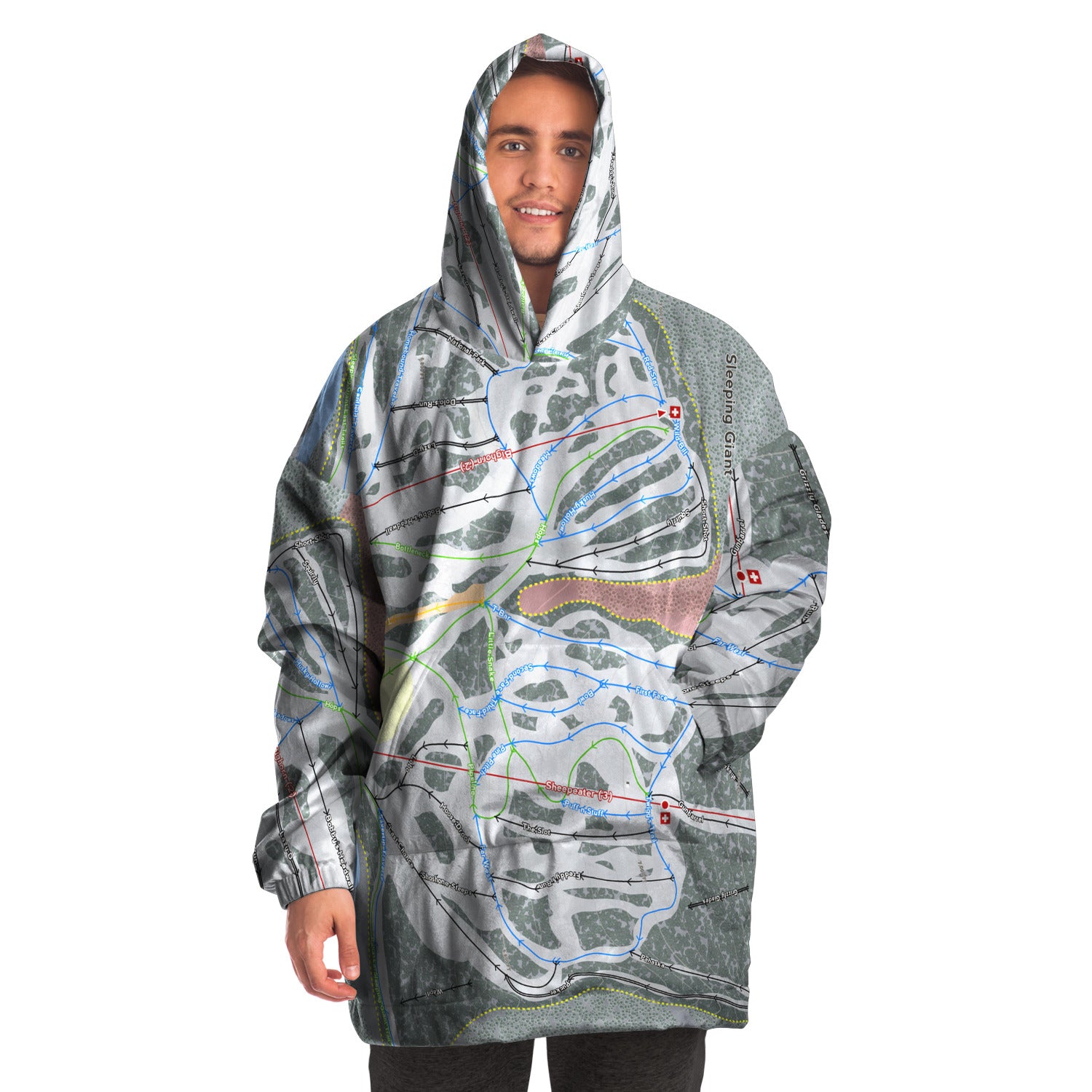 Sleeping Giant, Wyoming Ski Trail Map Snug Hoodie