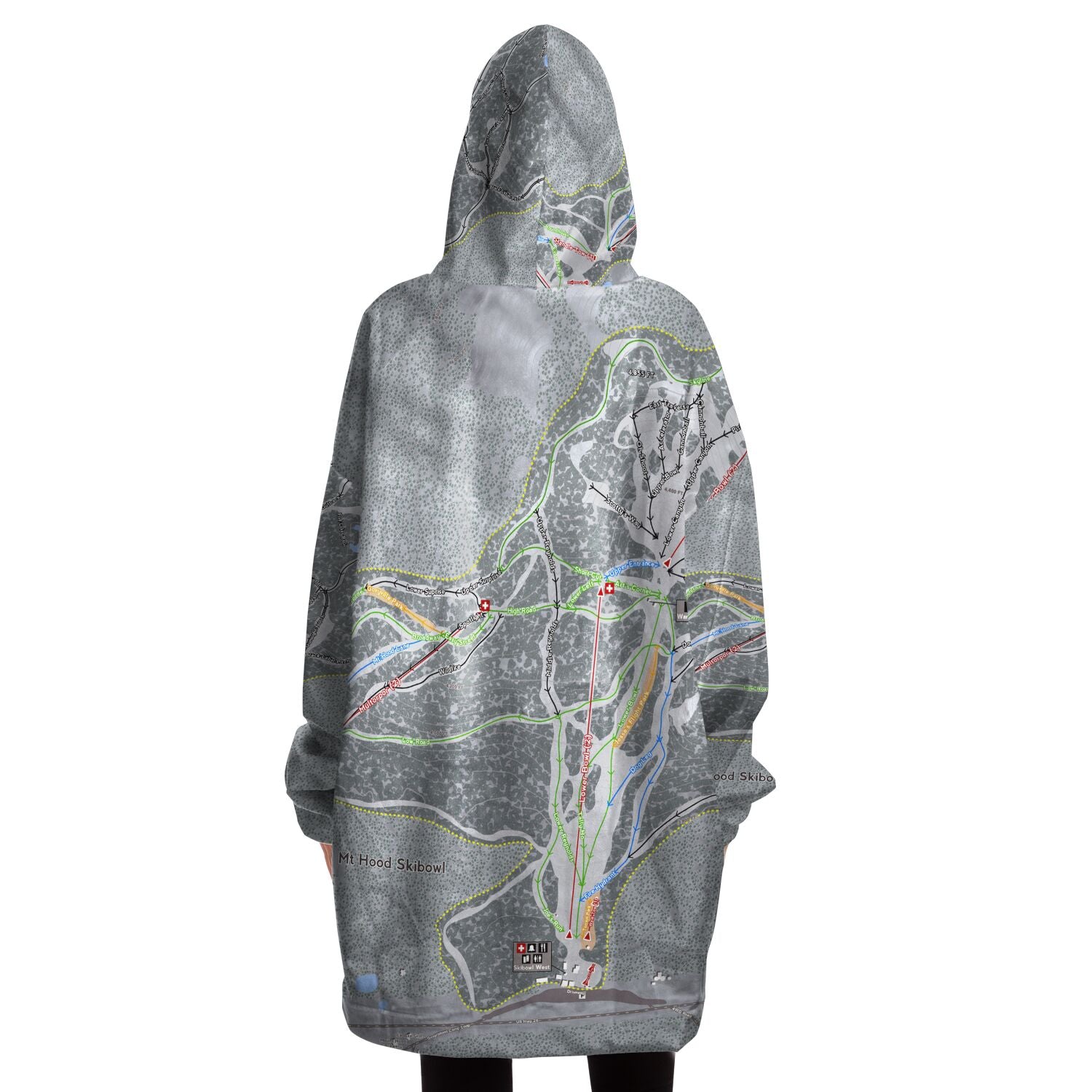 Mt Hood Skibowl, Oregon Ski Trail Map - Snug Hoodie