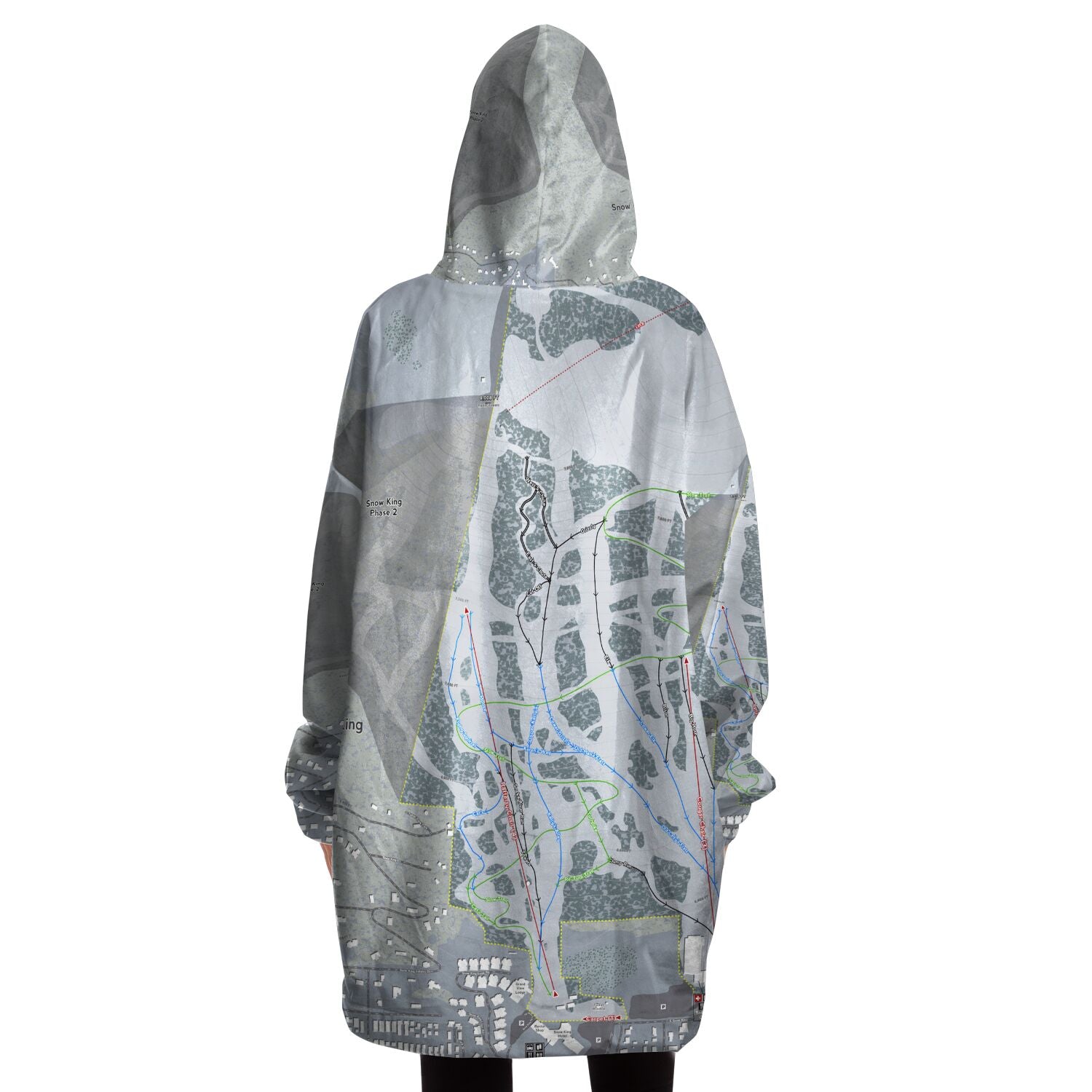 Snow King, Wyoming Ski Trail Map Snug Hoodie