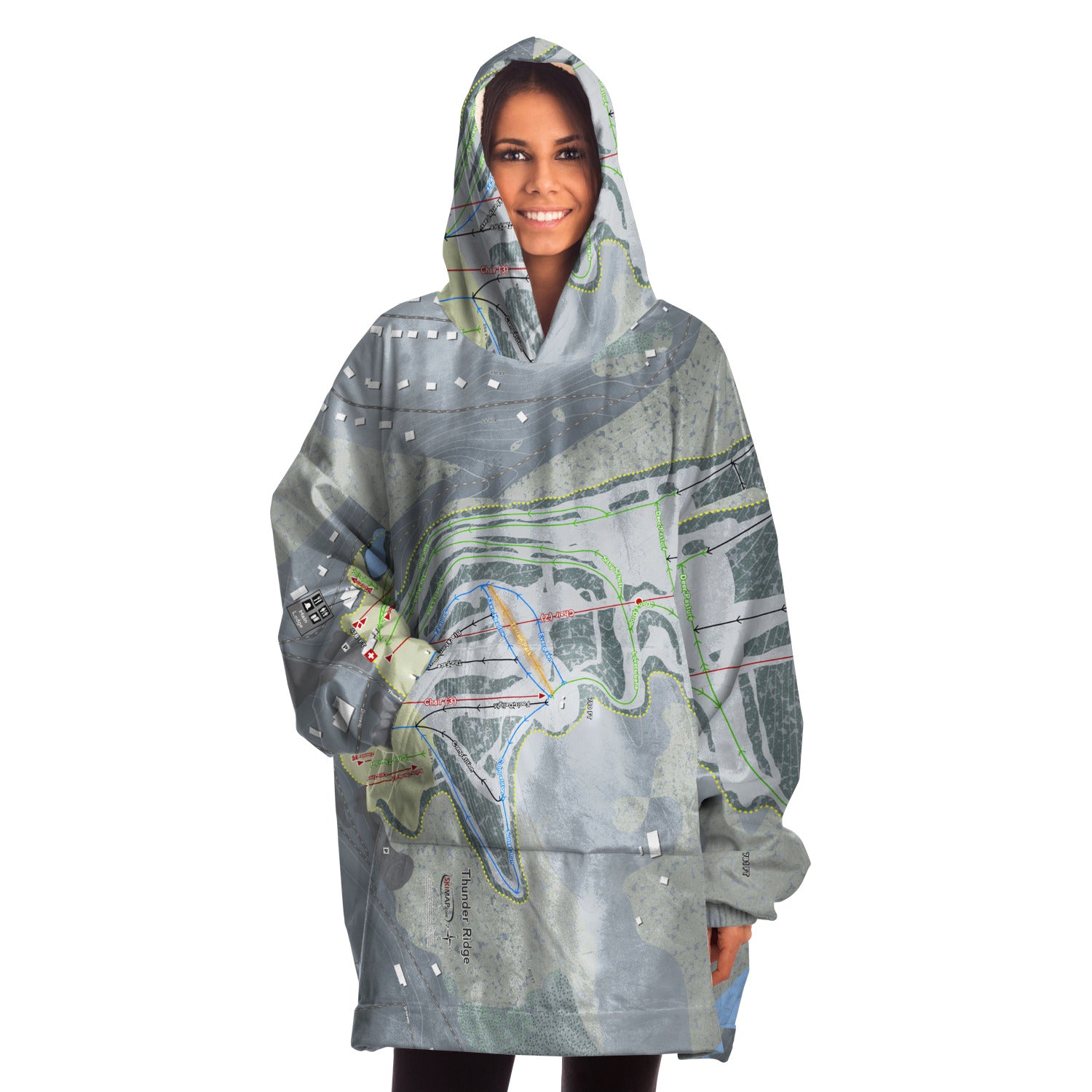 Thunder Ridge, New York Ski Trail Map Snug Hoodie