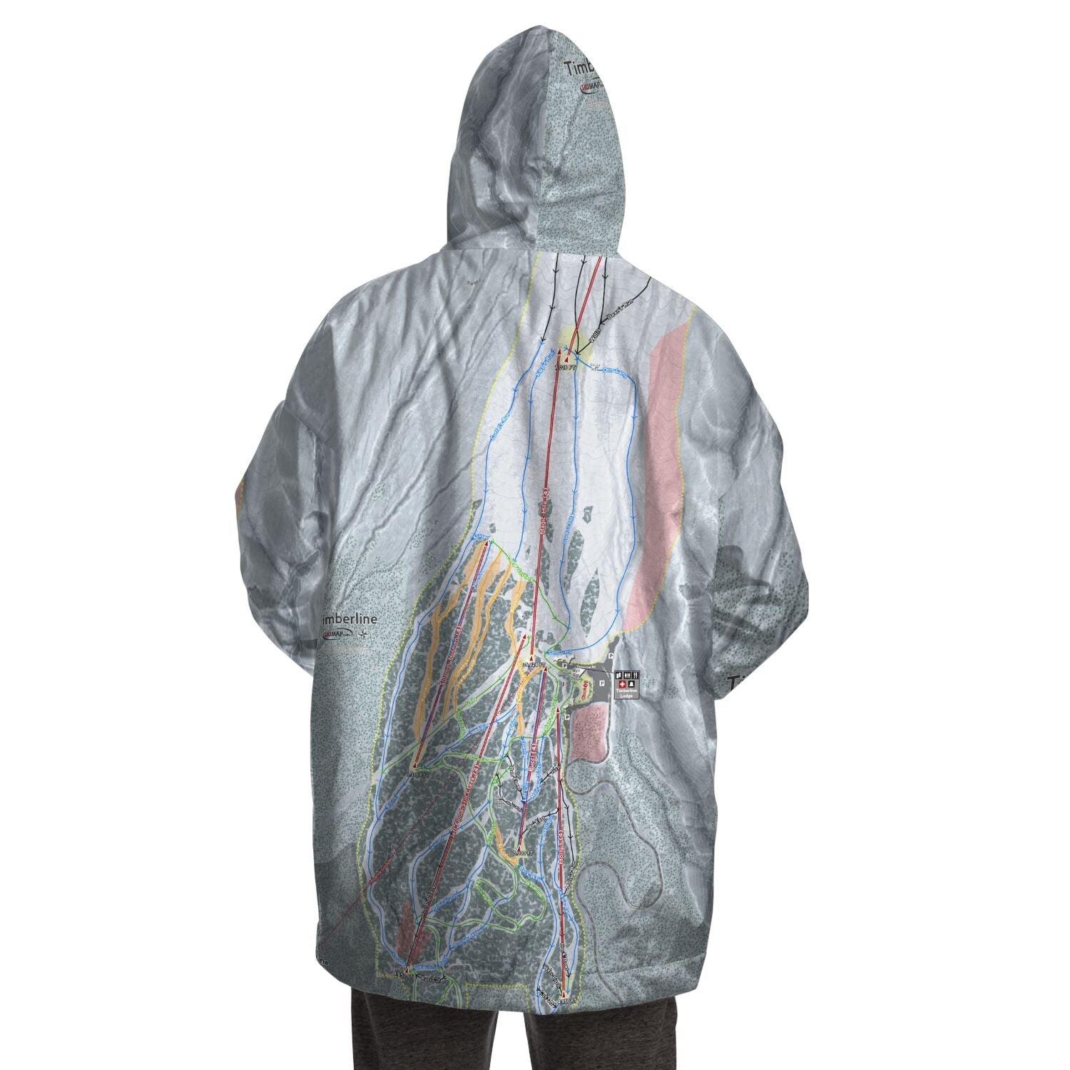 Timberline, Oregon Ski Trail Map Snug Hoodie