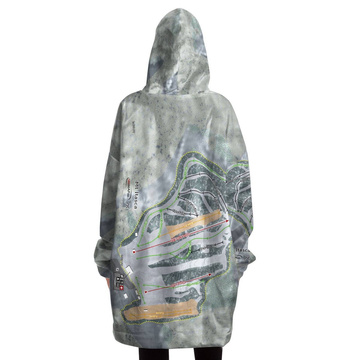 Mt Itasca, Minnesota Ski Trail Map Snug Hoodie