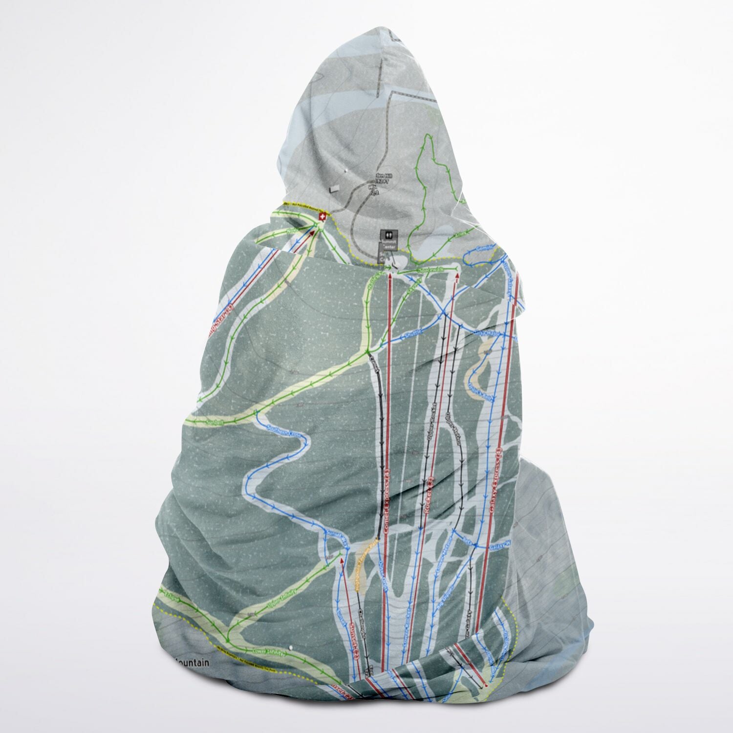 Bristol Mountain, New York Ski Trail Map - Youth Hooded Blanket