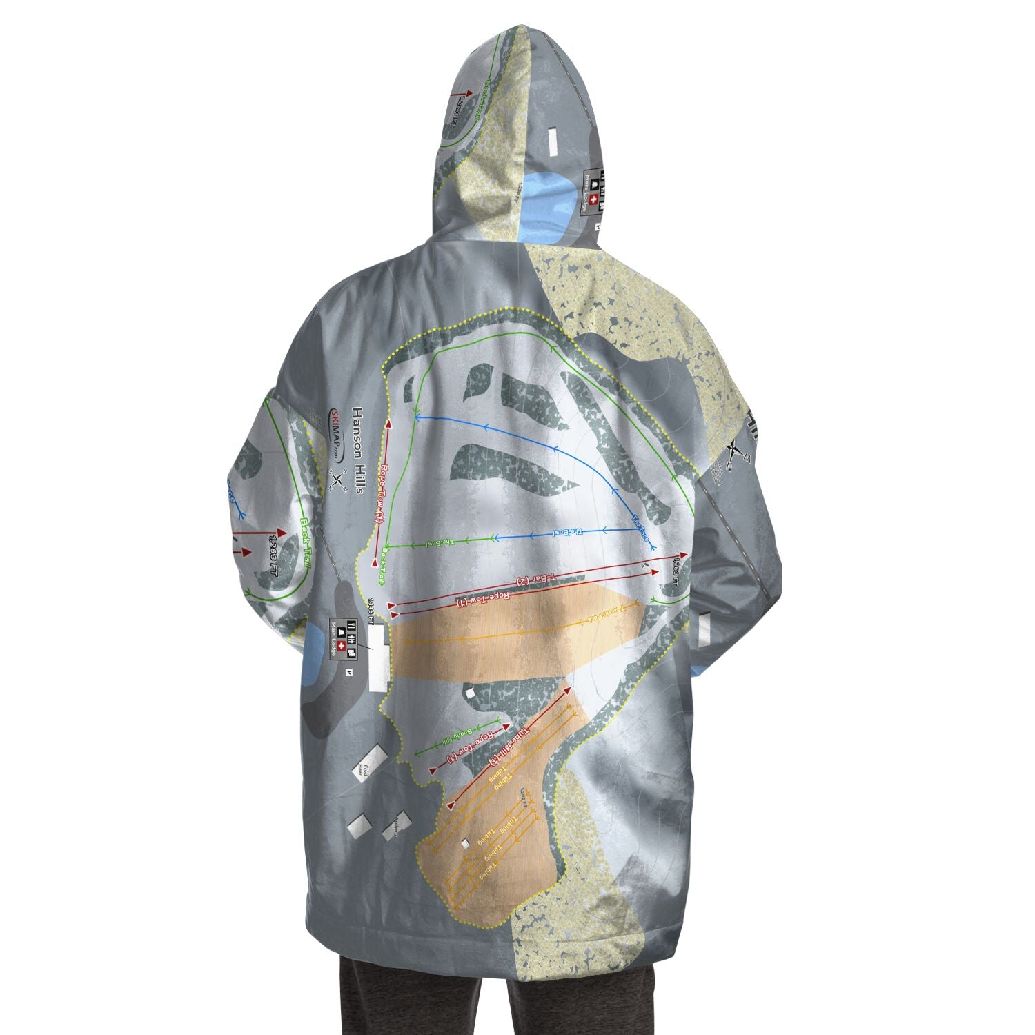 Hanson Hills, Michigan Ski Trail Map Snug Hoodie