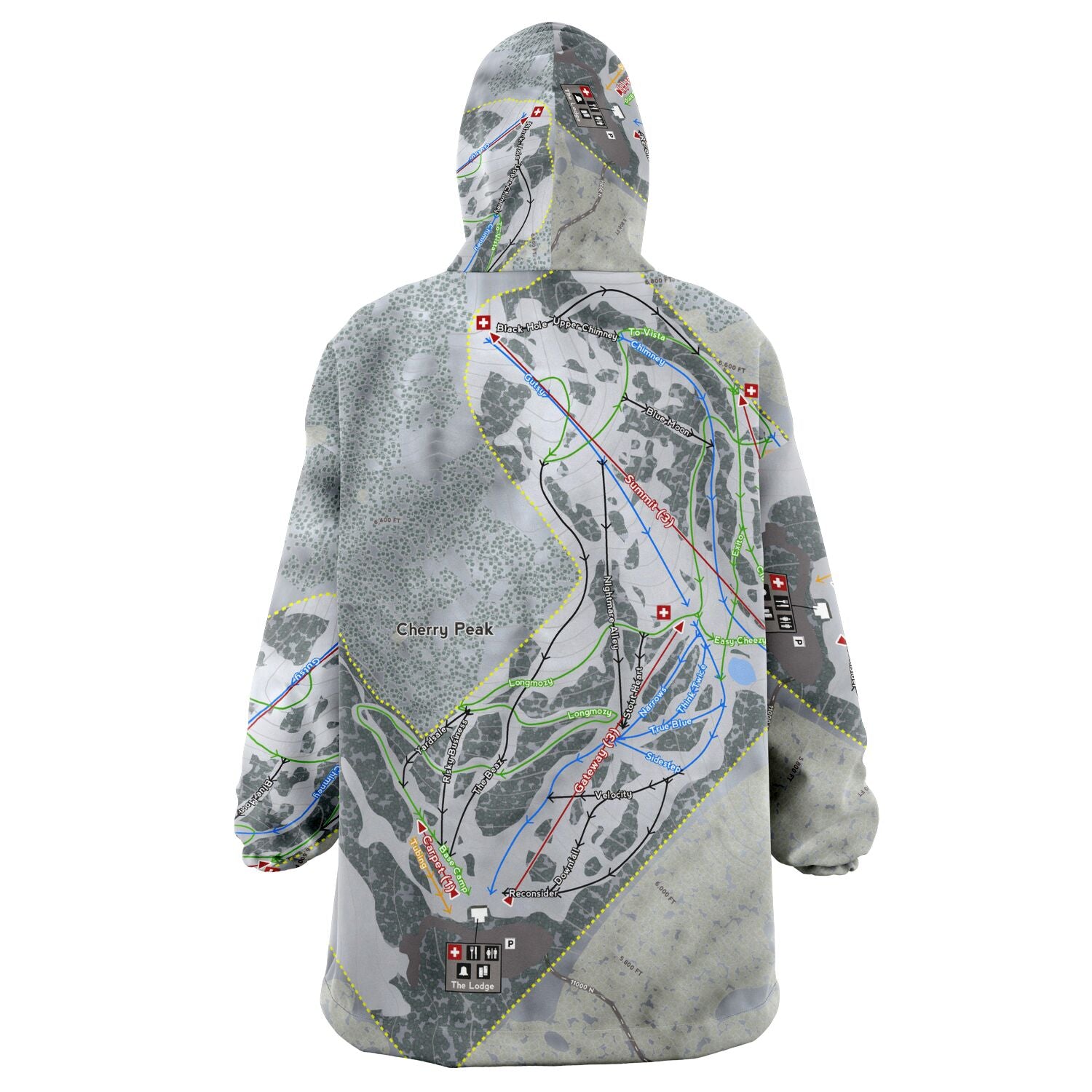 Cherry Peak, Utah Ski Trail Map - Snug Hoodie