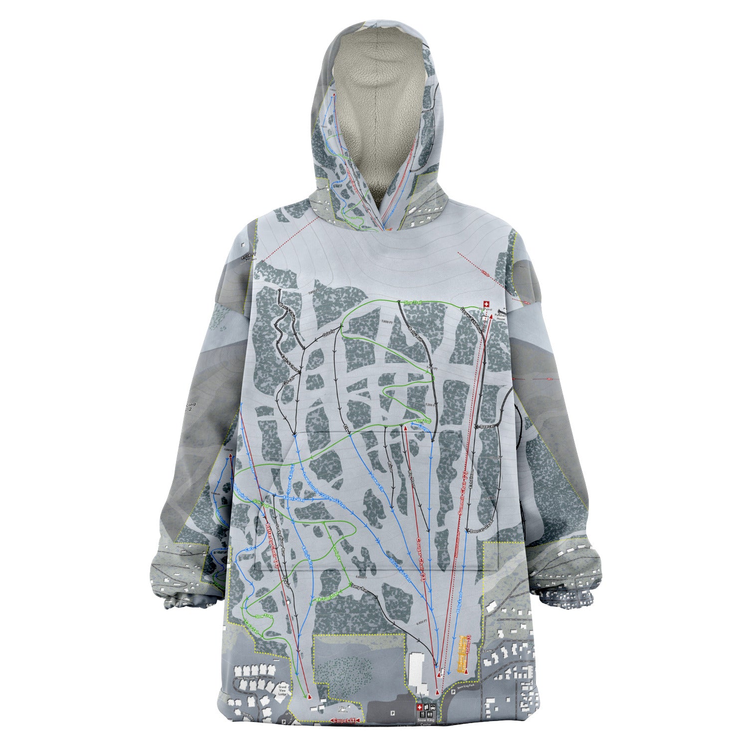 Snow King, Wyoming Ski Trail Map Snug Hoodie