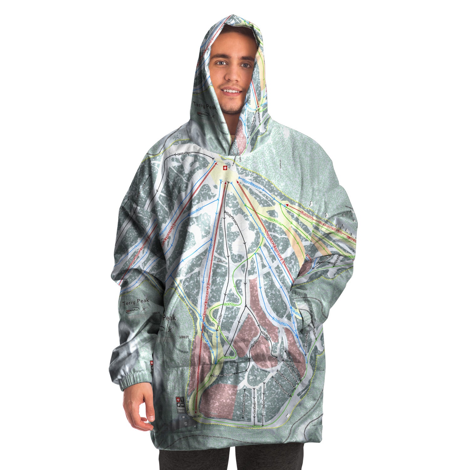 Terry Peak, South Dakota Ski Trail Map - Snug Hoodie