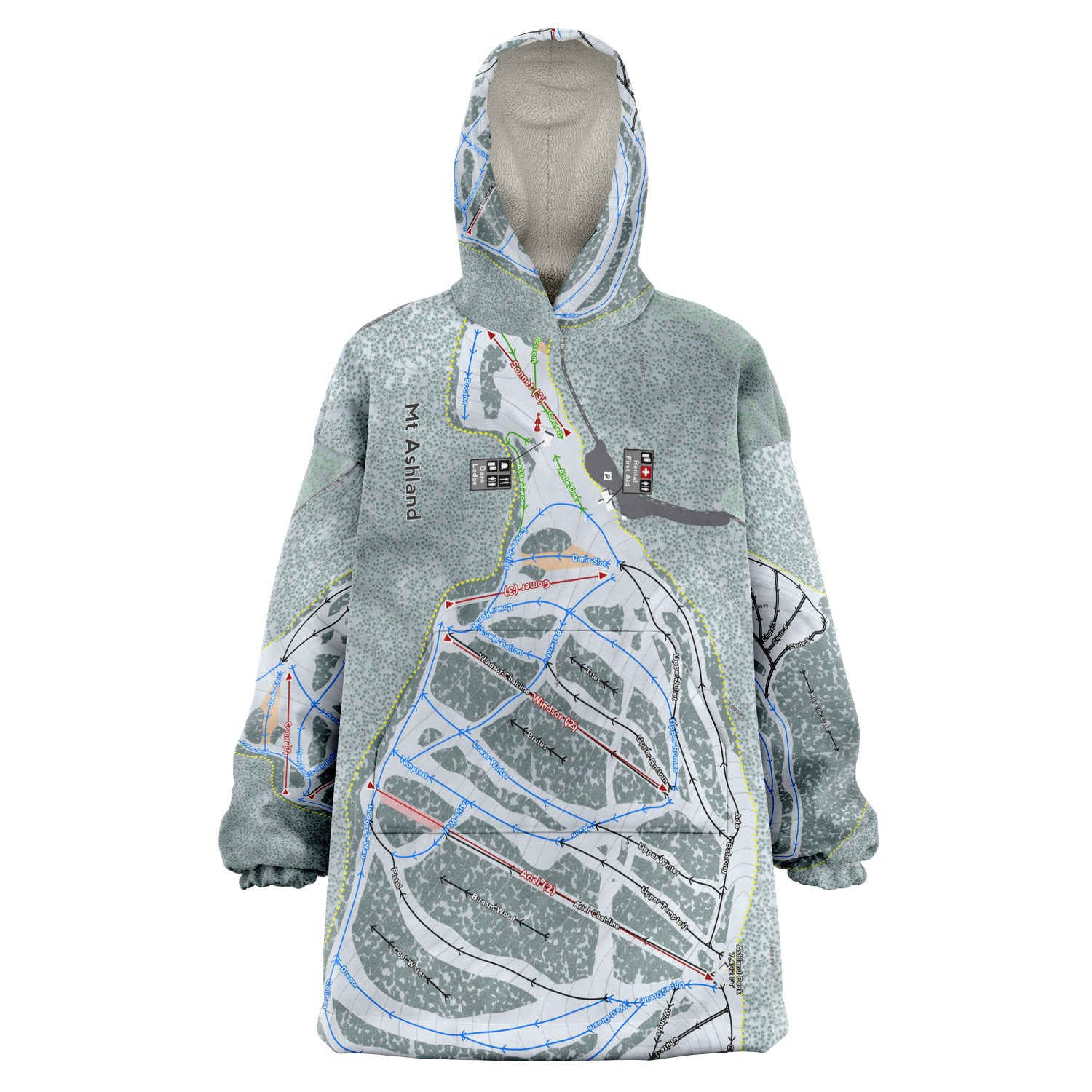 Mt. Ashland, Oregon Ski Trail Map - Snug Hoodie