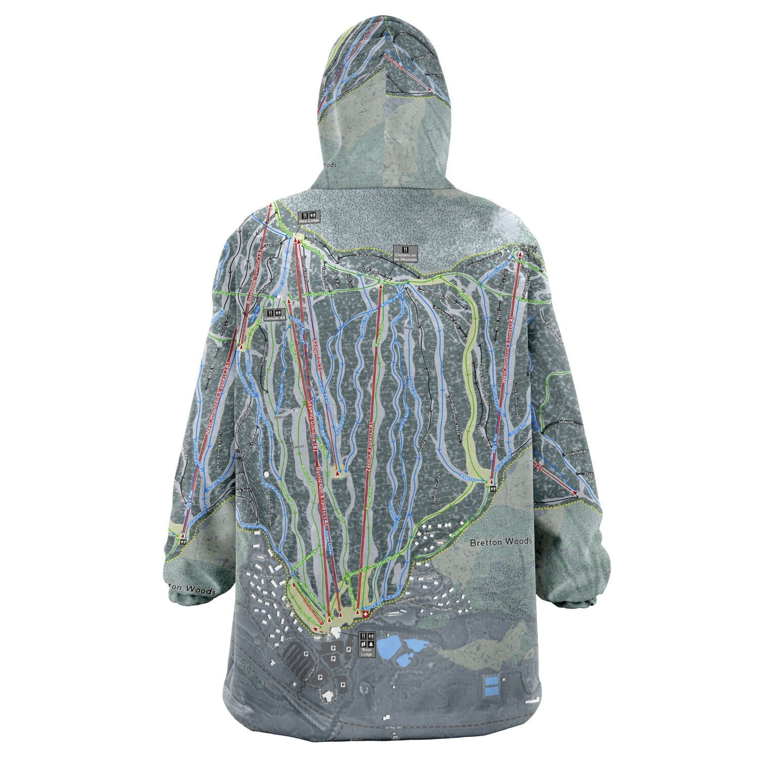 Bretton Woods, New Hampshire Ski Trail Map - Snug Hoodie