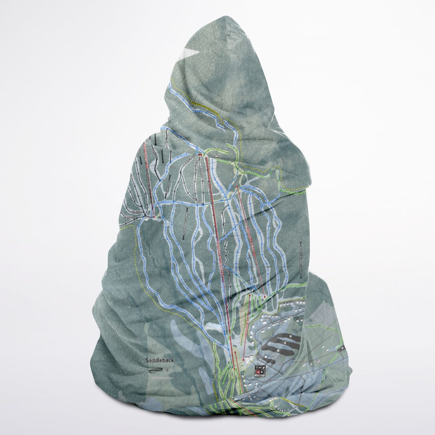 Saddleback, Maine Ski Trail Map - Youth Hooded Blanket