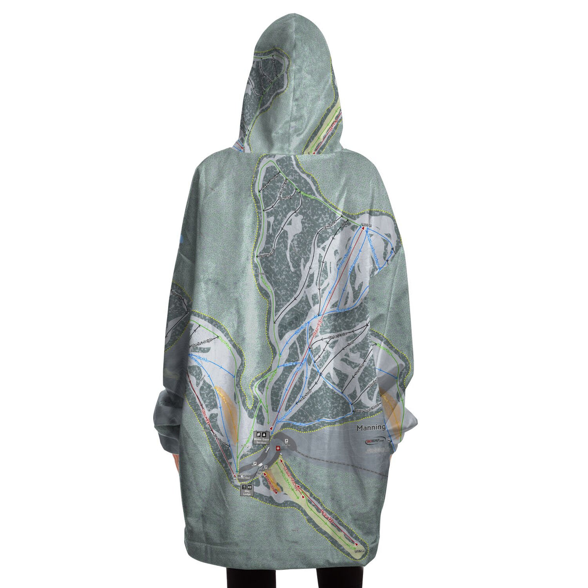 Manning Park, British Columbia Ski Trail Map Snug Hoodie