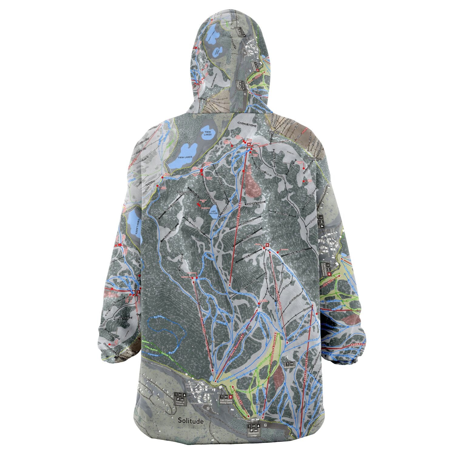 Solitude, Utah Ski Trail Map - Snug Hoodie