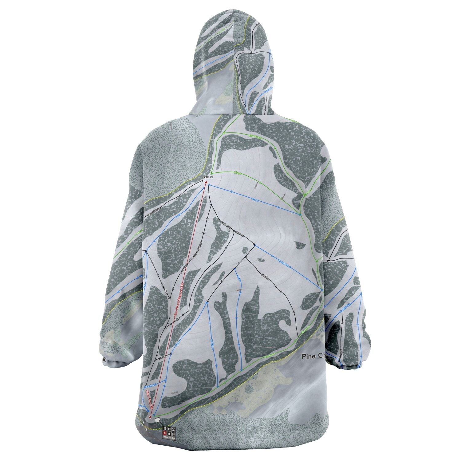 Pine Creek, Wyoming Ski Trail Map Snug Hoodie