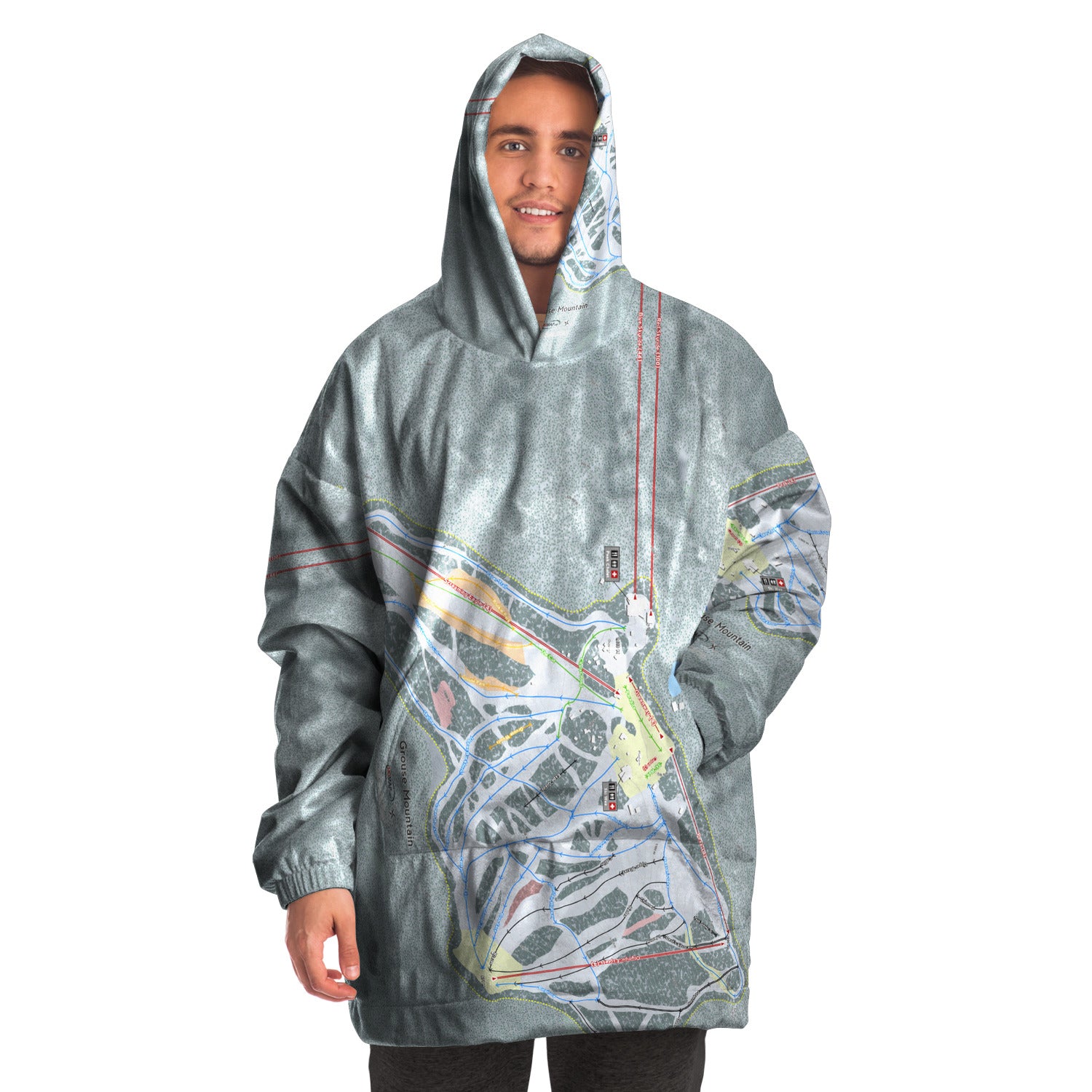 Grouse Mountain, British Columbia Ski Trail Map Snug Hoodie