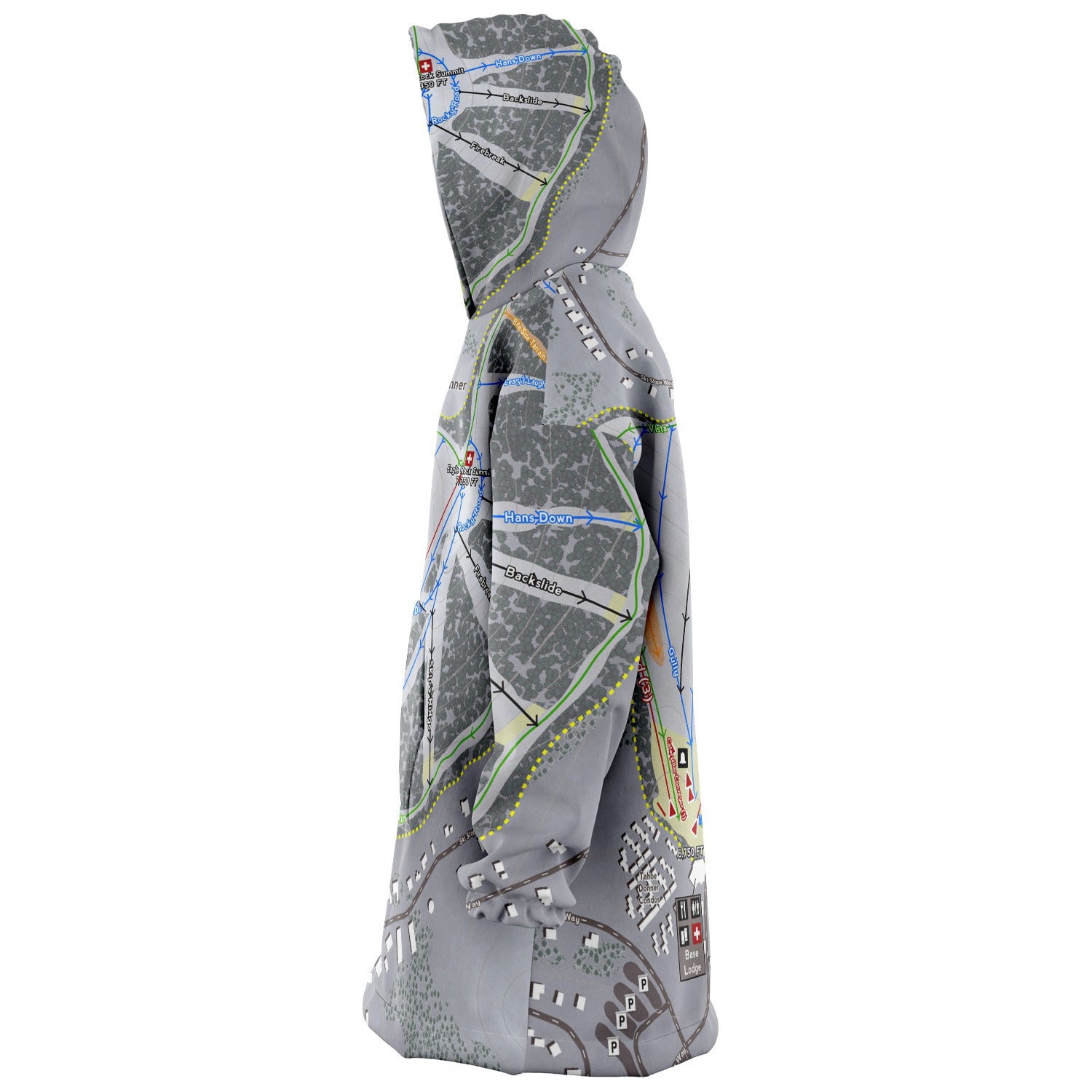 Tahoe Donner, California Ski Trail Map - Snug Hoodie