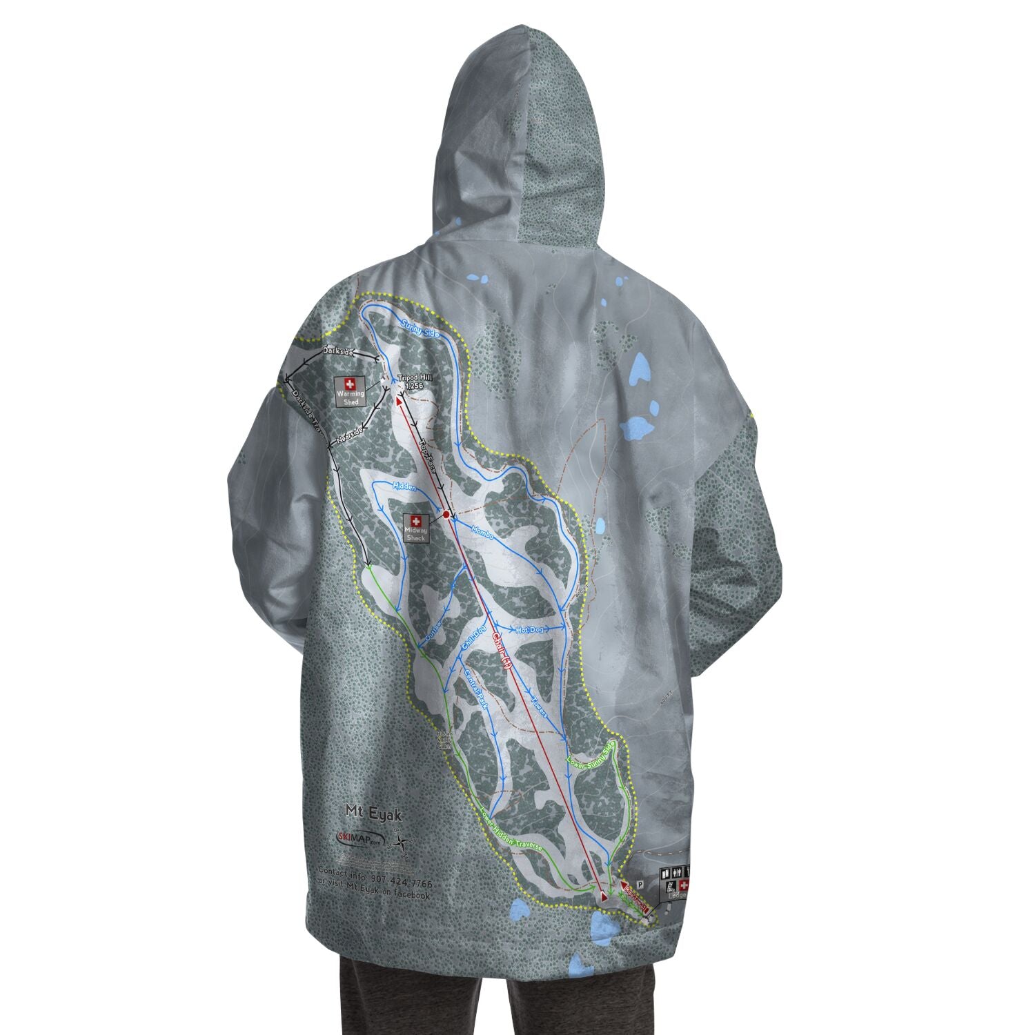 Mt Eyak, Alaska Ski Trail Map Snug Hoodie