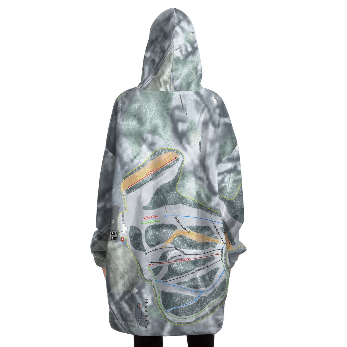 Mount Ski Gull, Minnesota Ski Trail Map Snug Hoodie