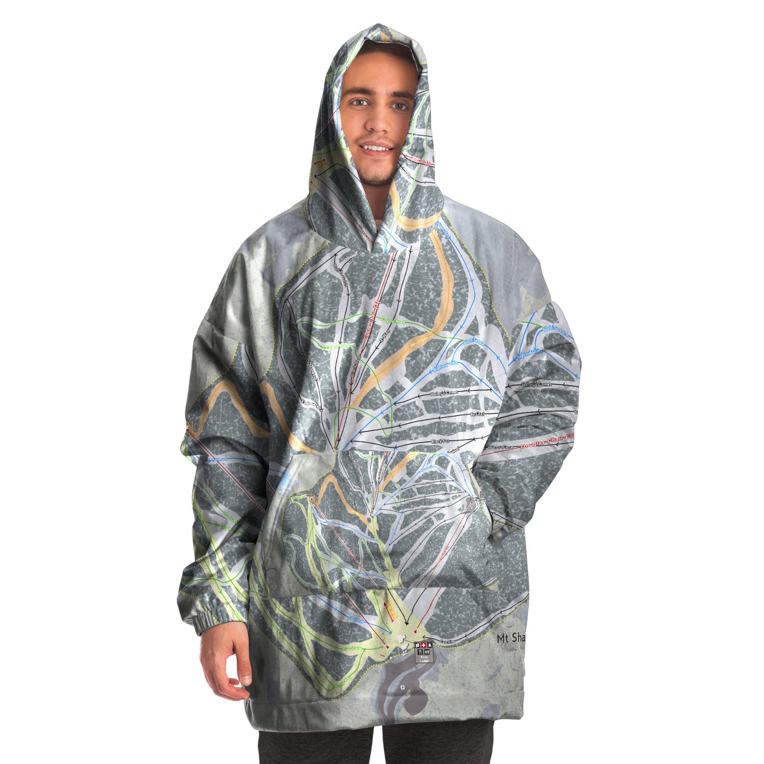 Mt. Shasta, California Ski Trail Map - Snug Hoodie