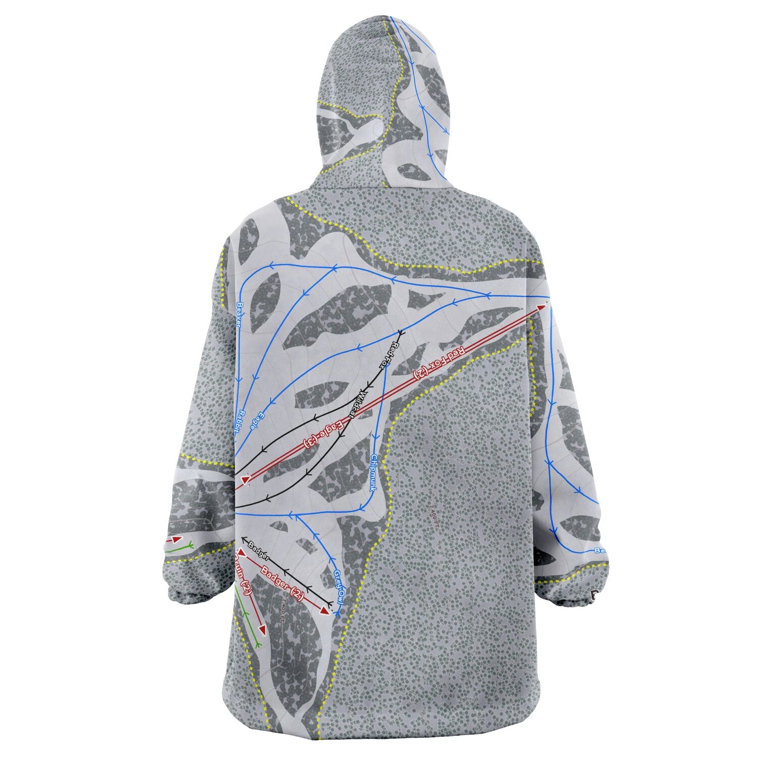 Badger Pass, California Ski Trail Map - Snug Hoodie