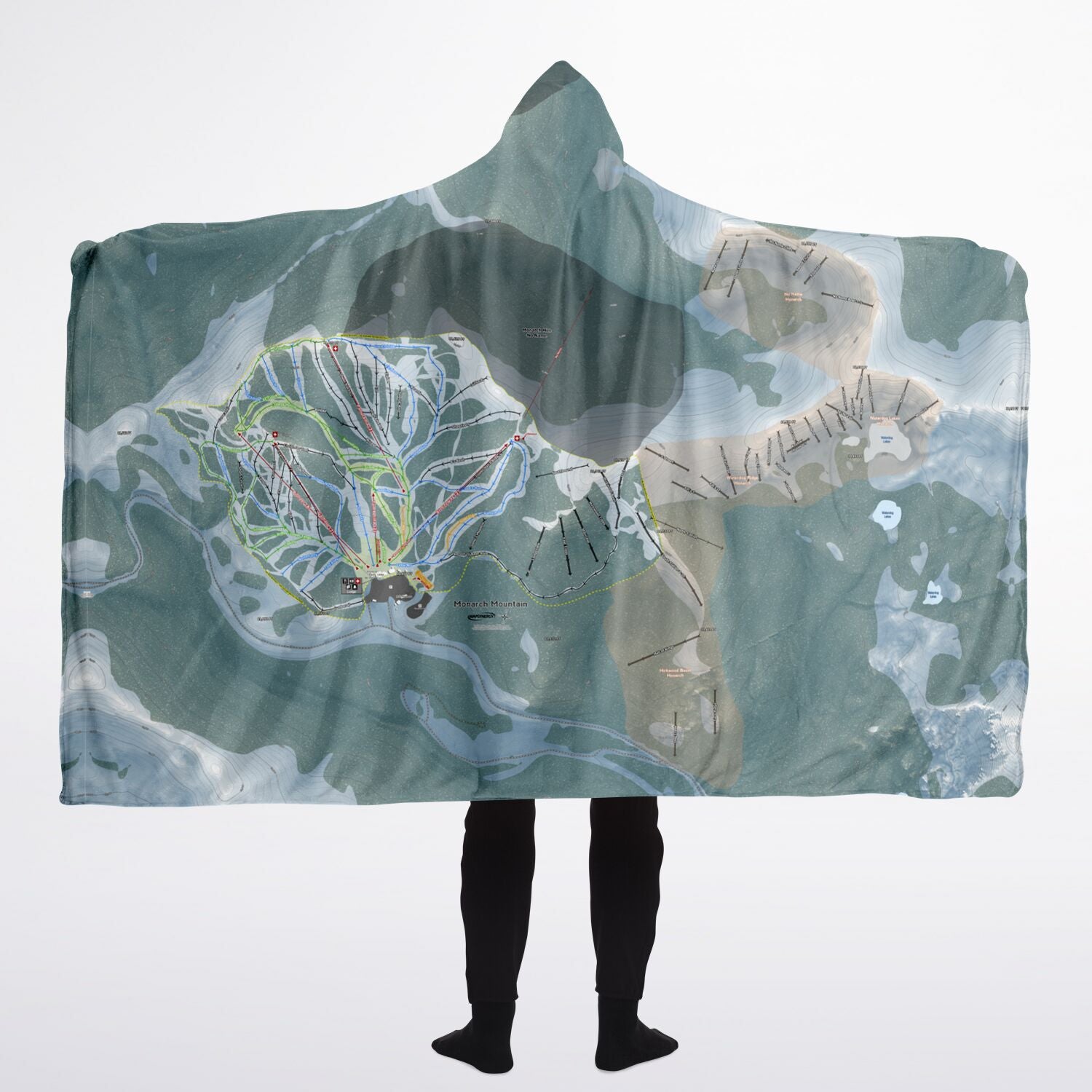 Monarch Mountain, Colorado Ski Trail Map - Adult Hooded Blanket