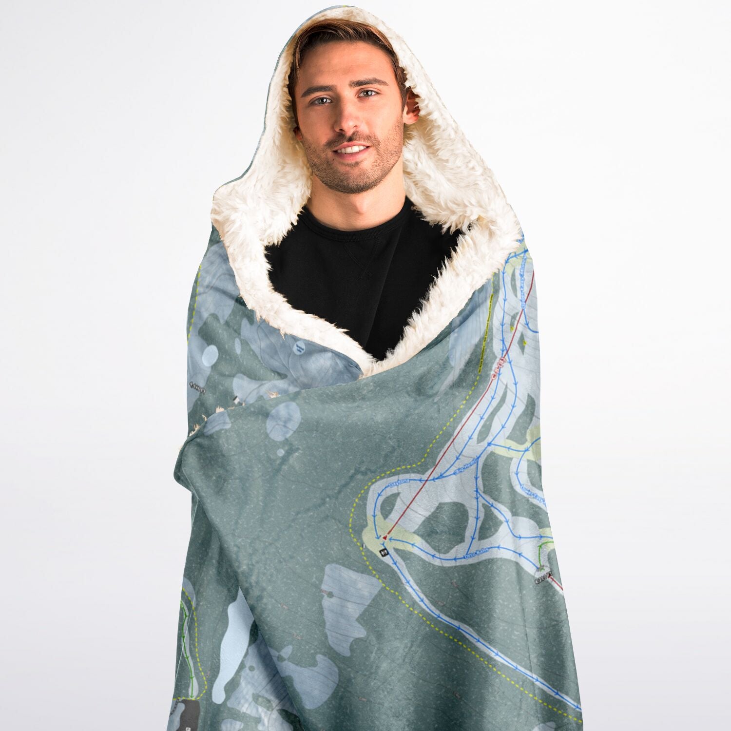 Mt. Baker, Washington Ski Trail Map - Adult Hooded Blanket