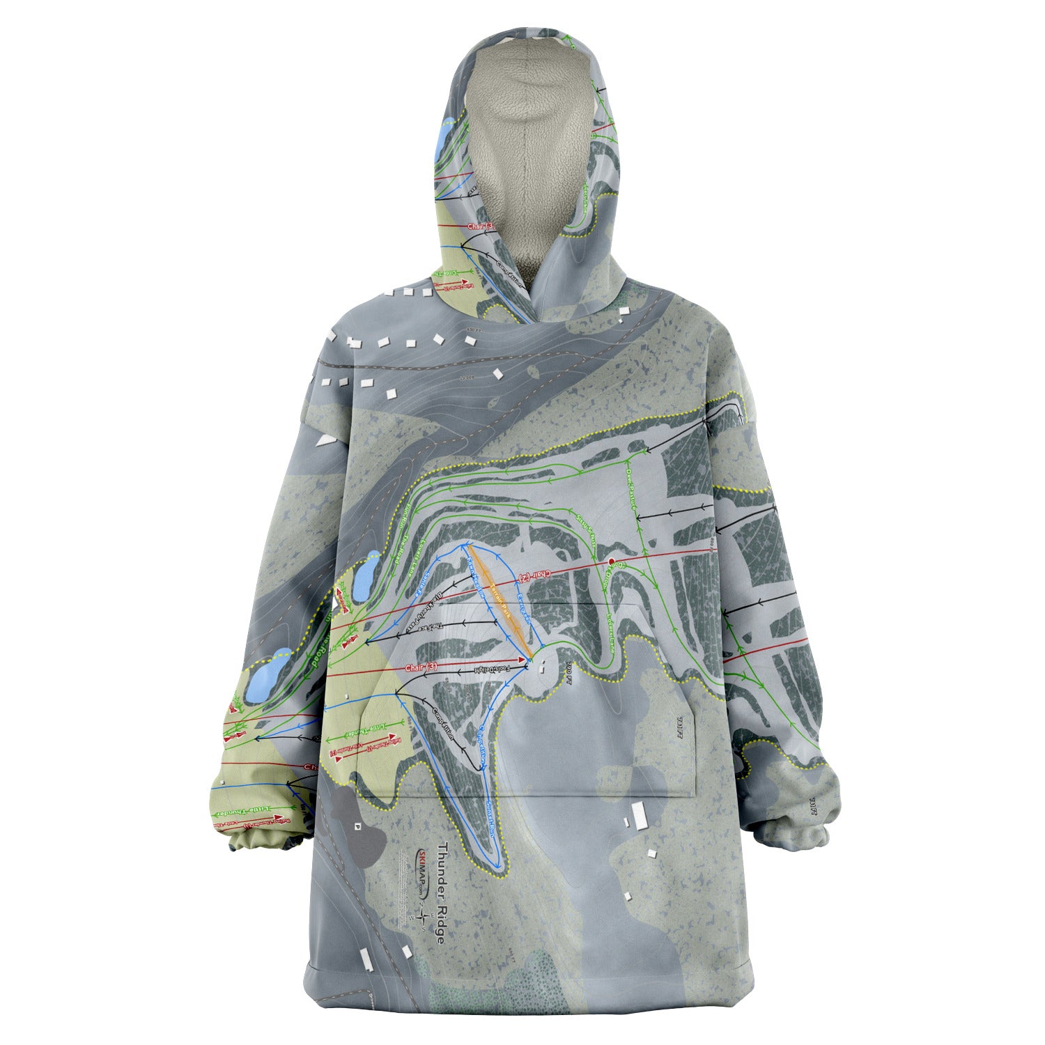 Thunder Ridge, New York Ski Trail Map Snug Hoodie