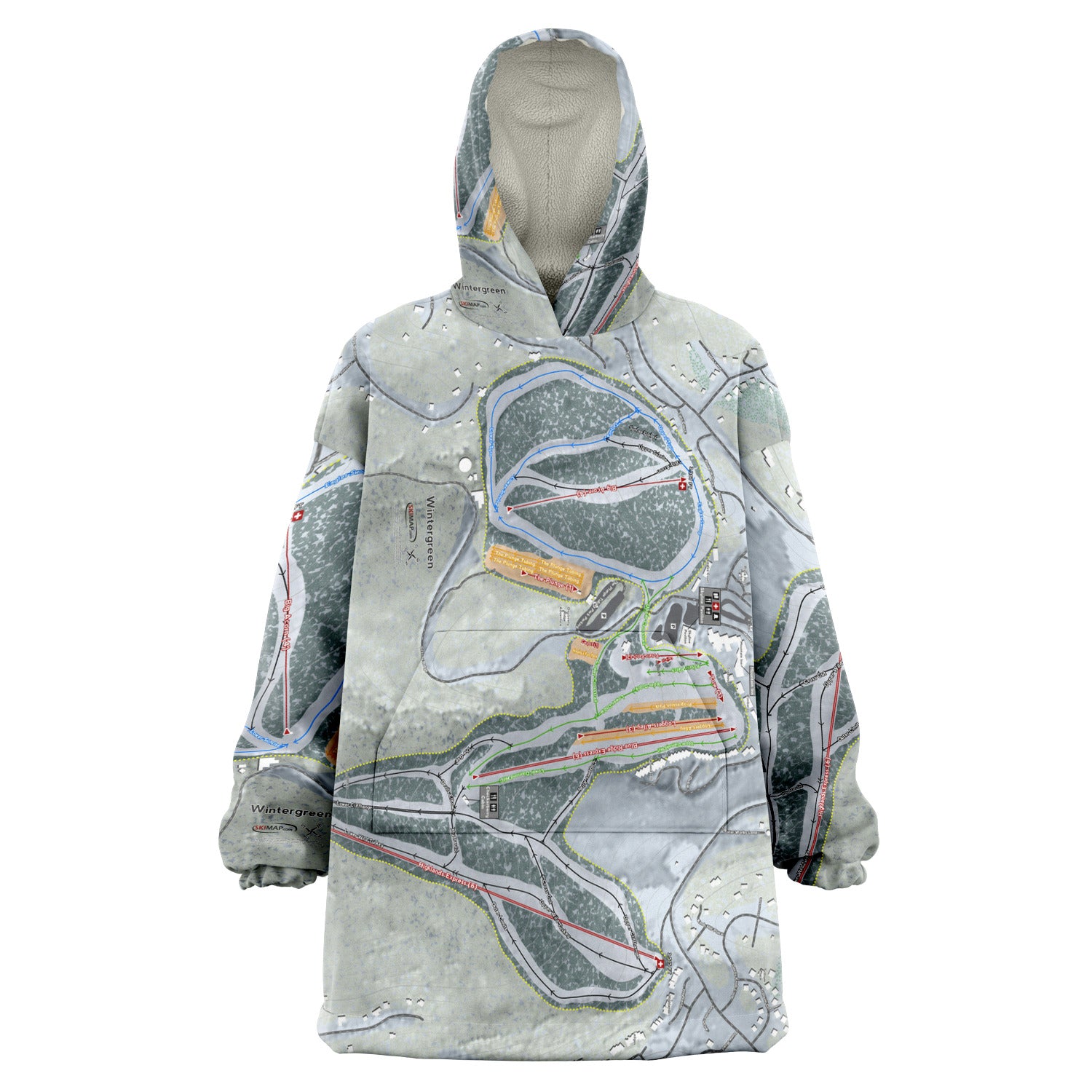 Wintergreen, Virginia Ski Trail Map - Snug Hoodie