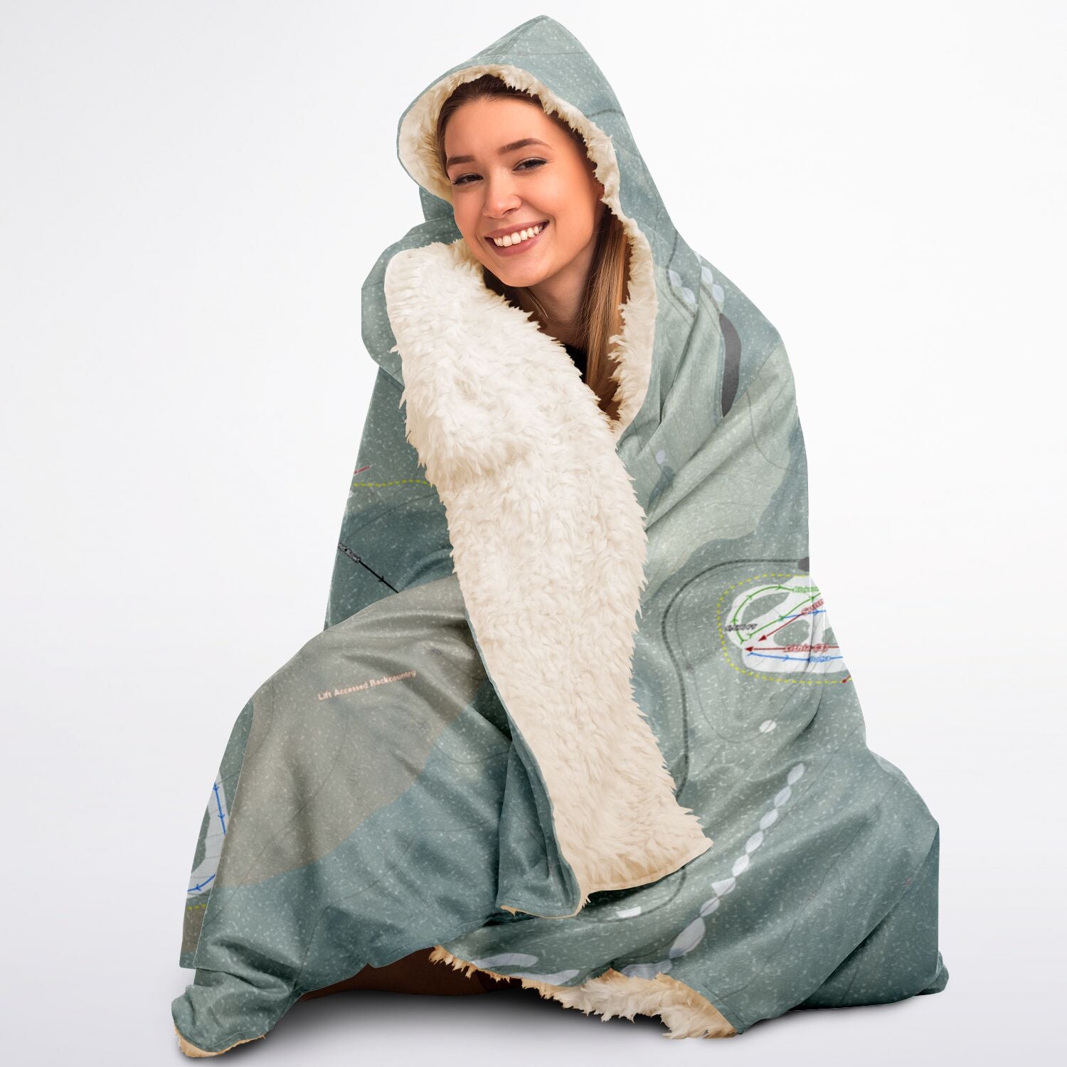 Mt. Ashland, Oregon Ski Trail Map - Adult Hooded Blanket