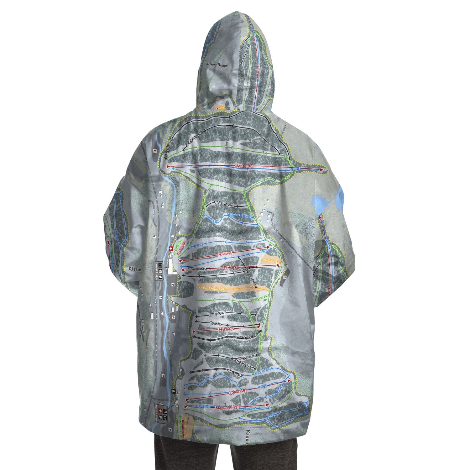 Kissing Bridge, New York Ski Trail Map Snug Hoodie