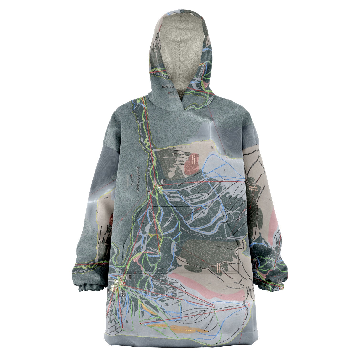 Banff Sunshine, Alberta Ski Trail Map - Snug Hoodie