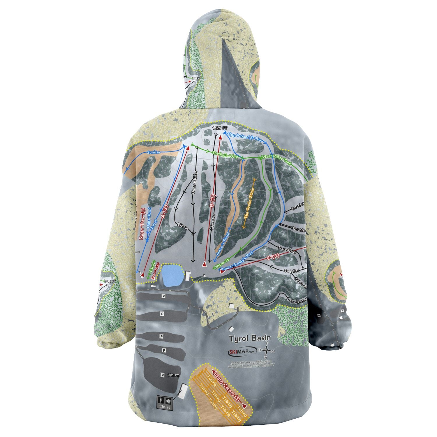 TyrolBasin, Wisconsin Ski Trail Map - Snug Hoodie